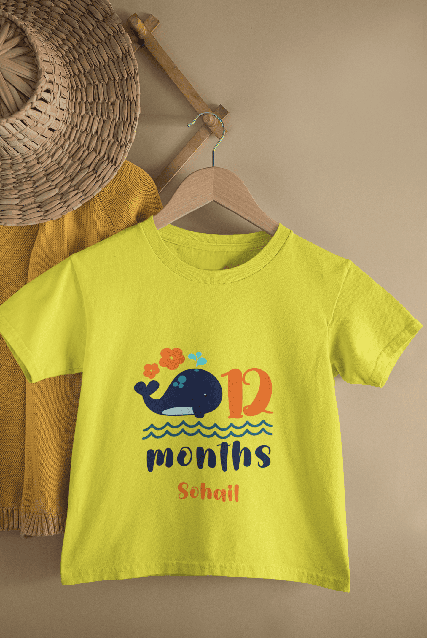 Custom Name Twelve Month Birthday Half Sleeves T-Shirt for Boys -FunkyTeesClub
