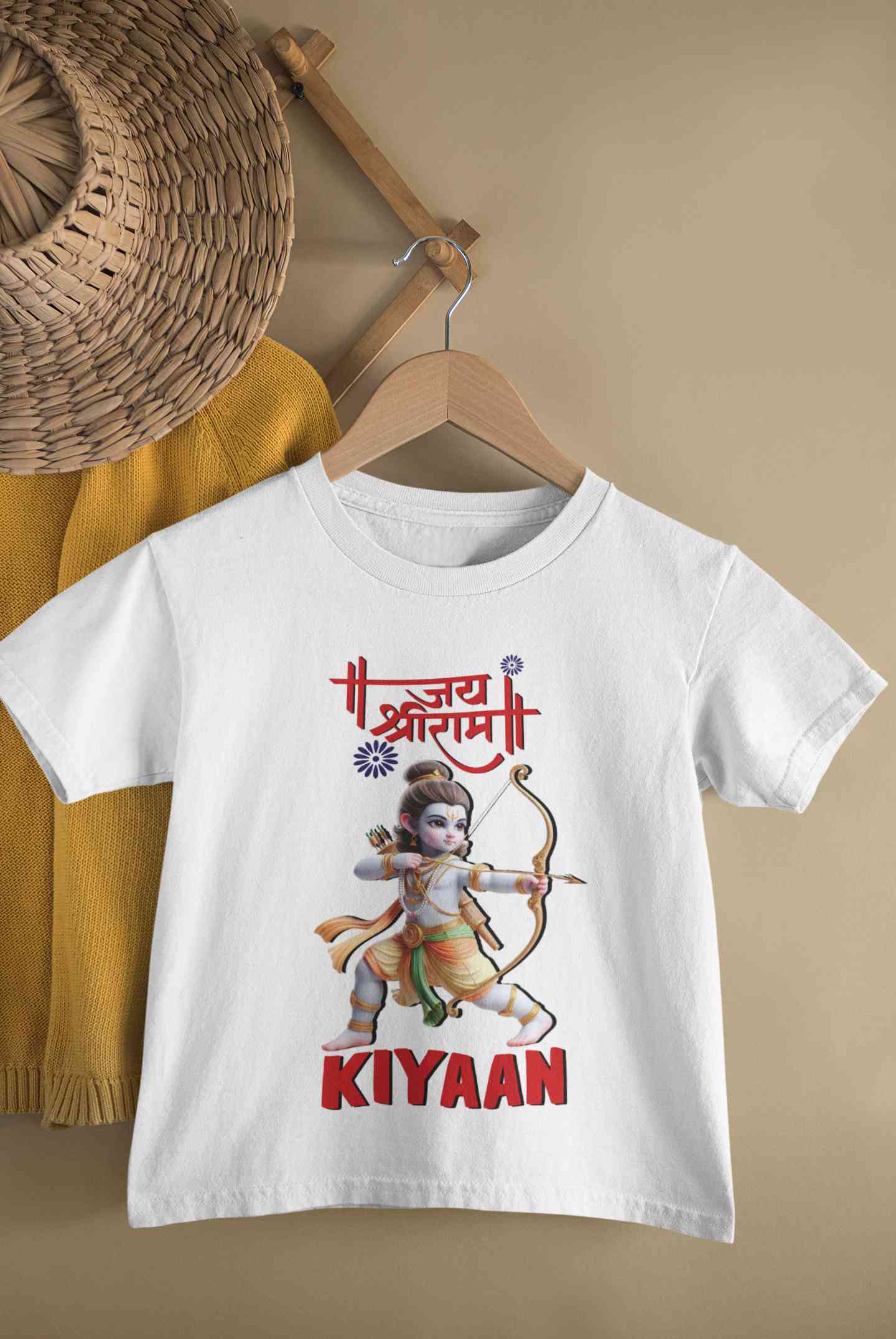 Custom Name Jai Shree Ram Half Sleeves T-Shirt for Boy-FunkyTeesClub
