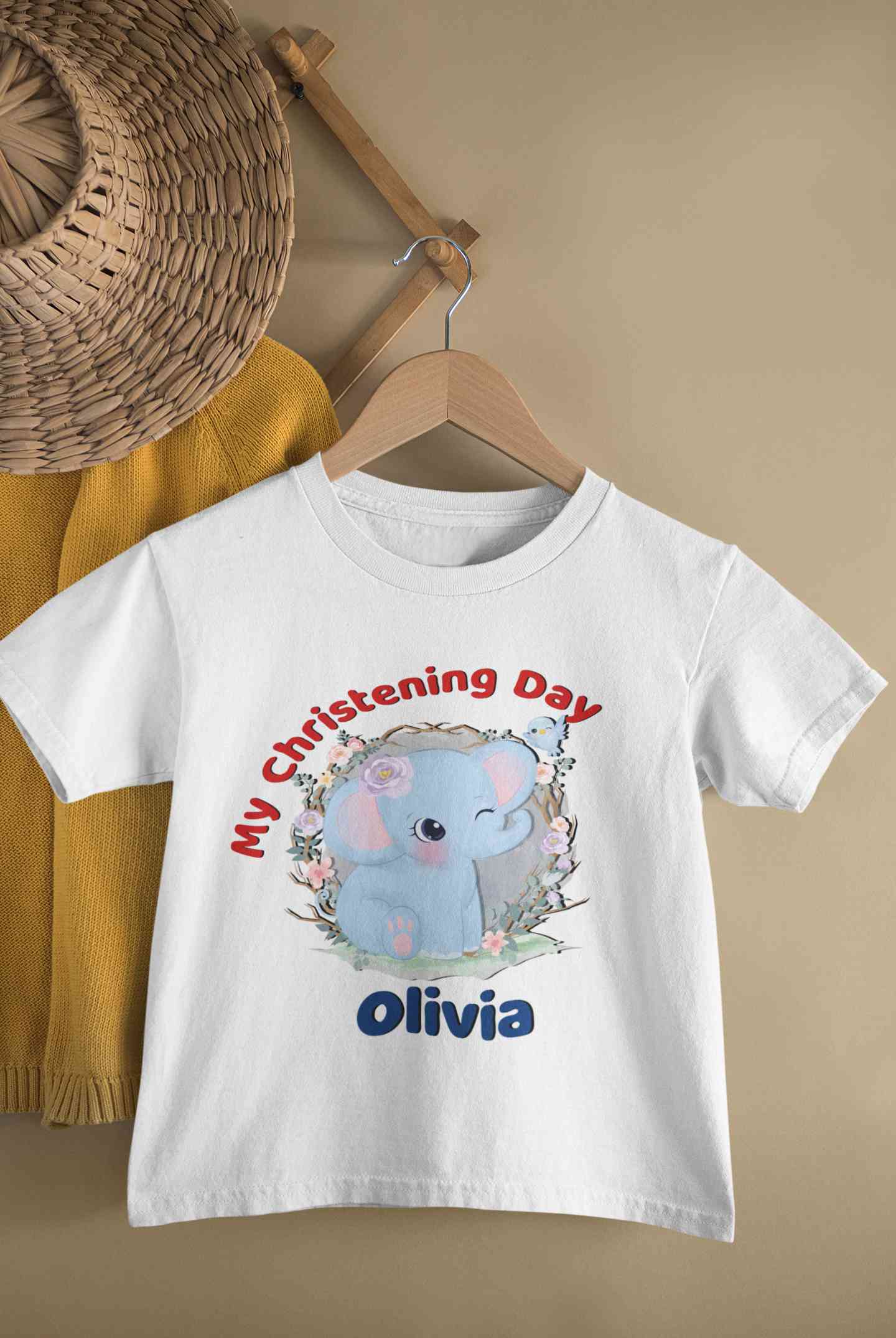 Custom Name Christening Day Baptism Half Sleeves T-Shirt For Girls -FunkyTeesClub