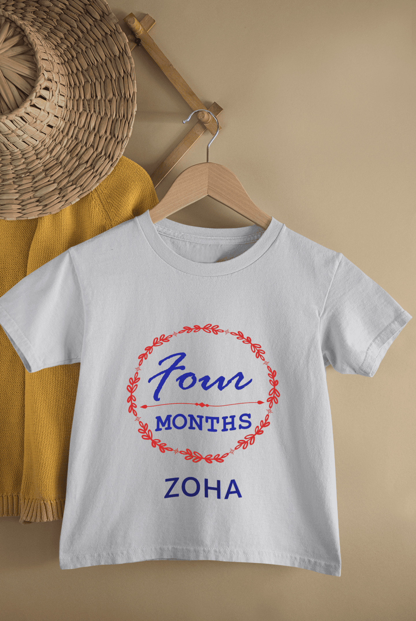 Custom Name Four Month Birthday Half Sleeves T-Shirt For Girls -FunkyTeesClub