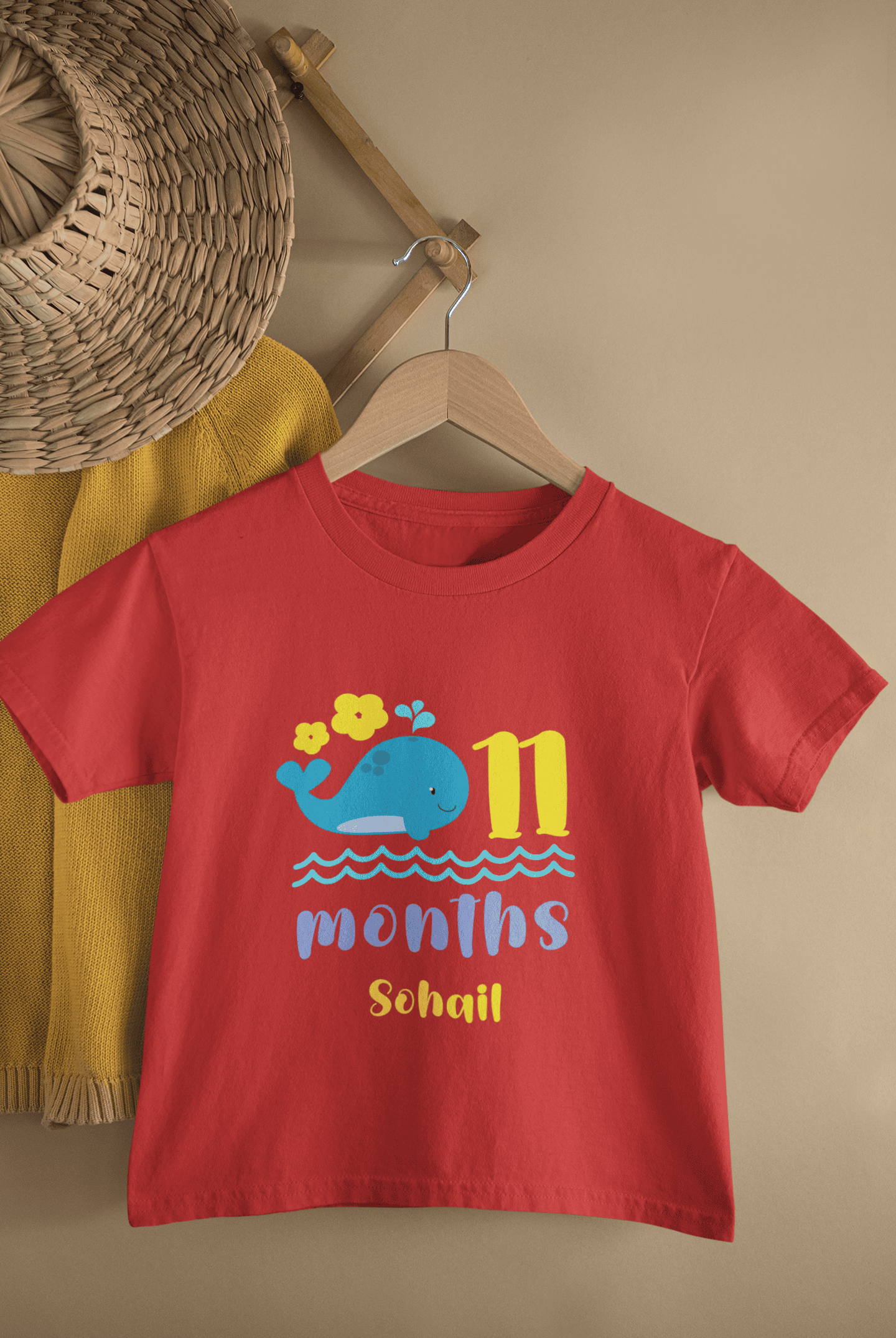 Custom Name Eleventh Month Birthday Half Sleeves T-Shirt for Boys -FunkyTeesClub