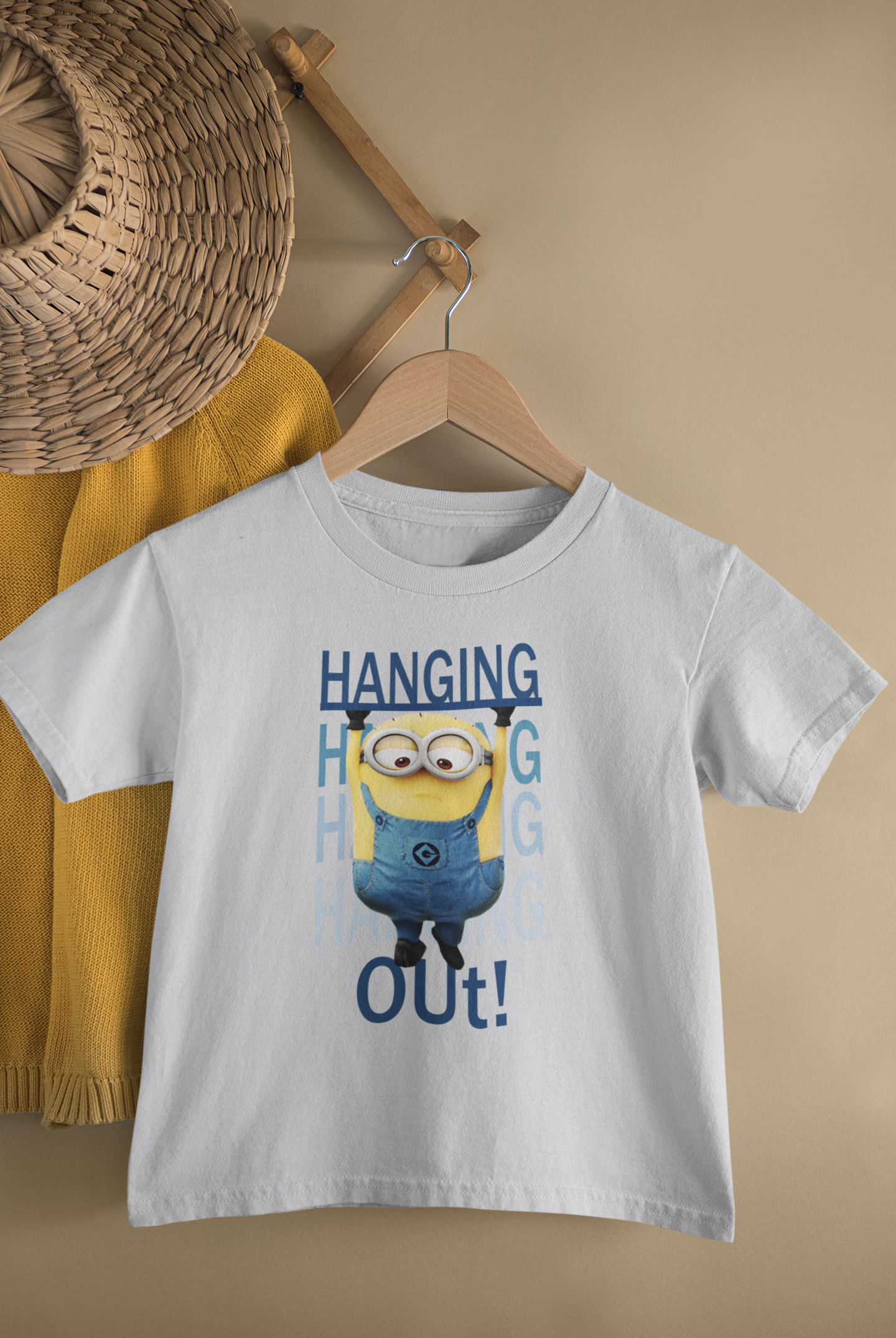 Hanging Out Minion Half Sleeves T-Shirt for Boy-FunkyTeesClub