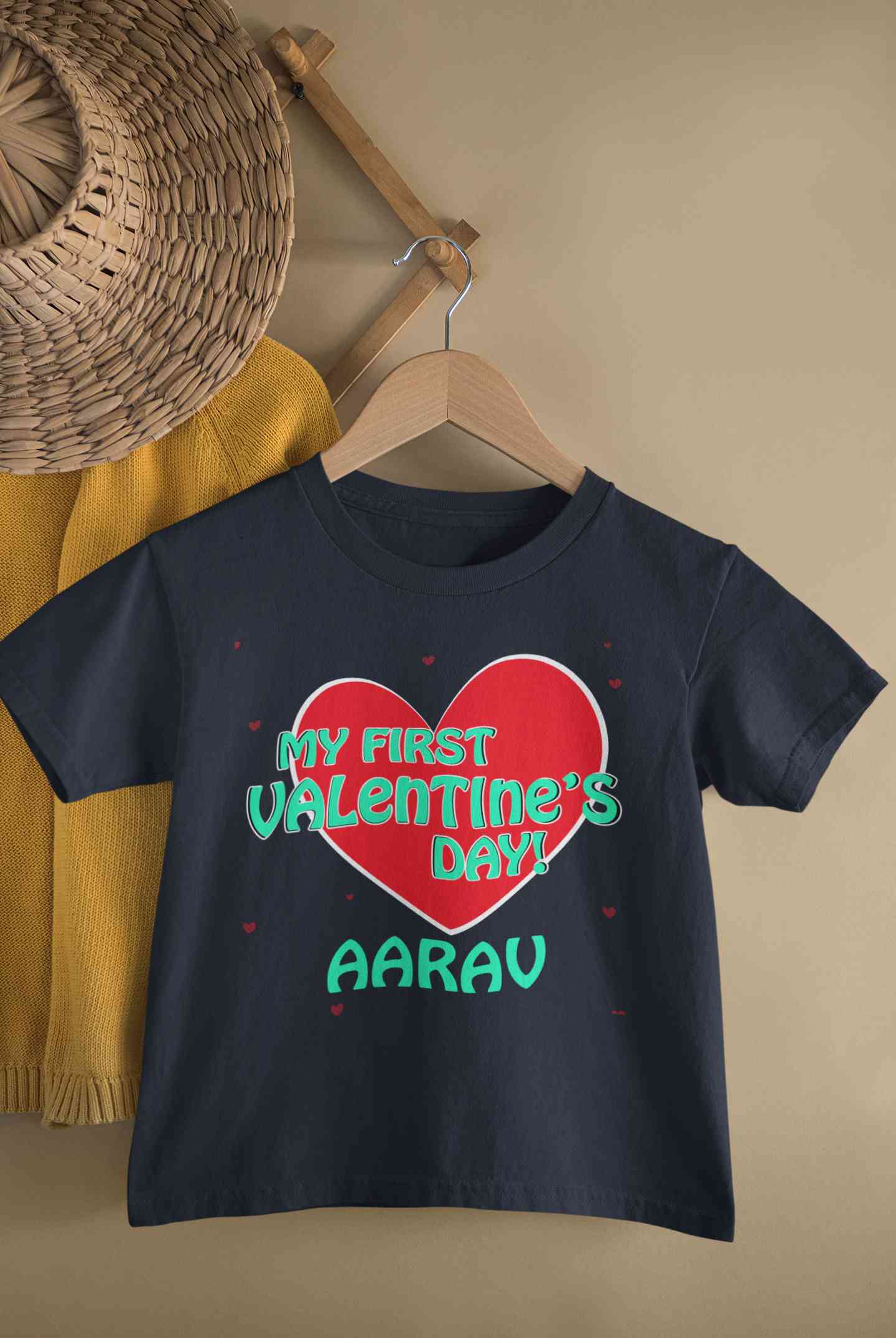 Custom Name 1st Valentine Half Sleeves T-Shirt for Boy-FunkyTeesClub