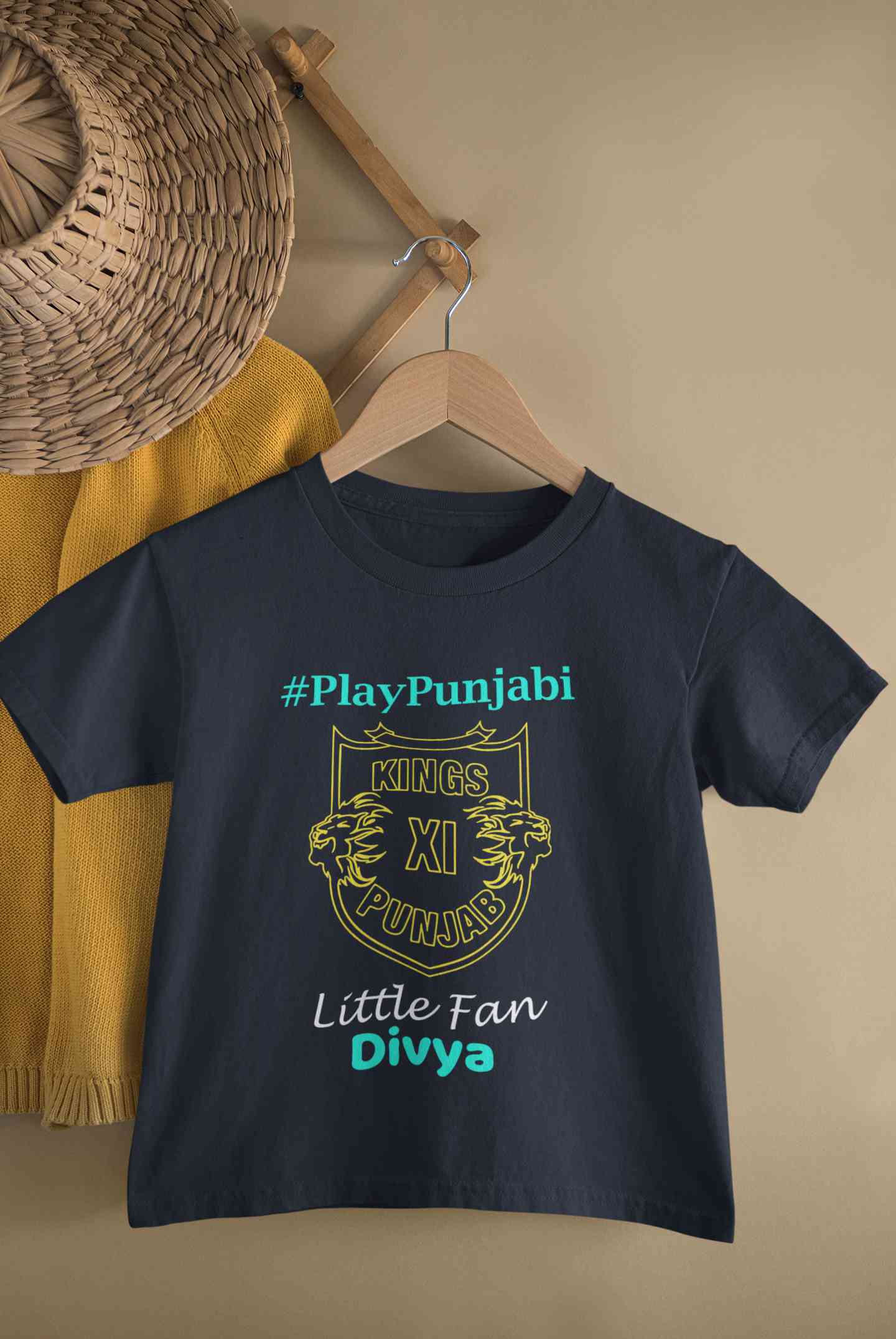 Custom Name IPL PBKS Punjab Kings PlayPunjabi Kings Eleven Punjab Half Sleeves T-Shirt For Girls -FunkyTeesClub