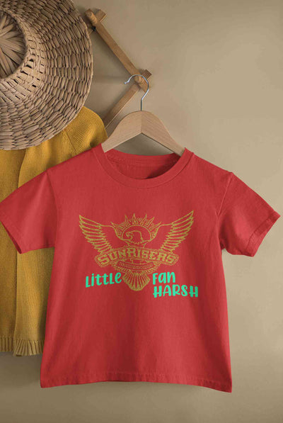 Custom Name IPL SRH Sunrisers Little Fan Half Sleeves T-Shirt for Boy-FunkyTeesClub