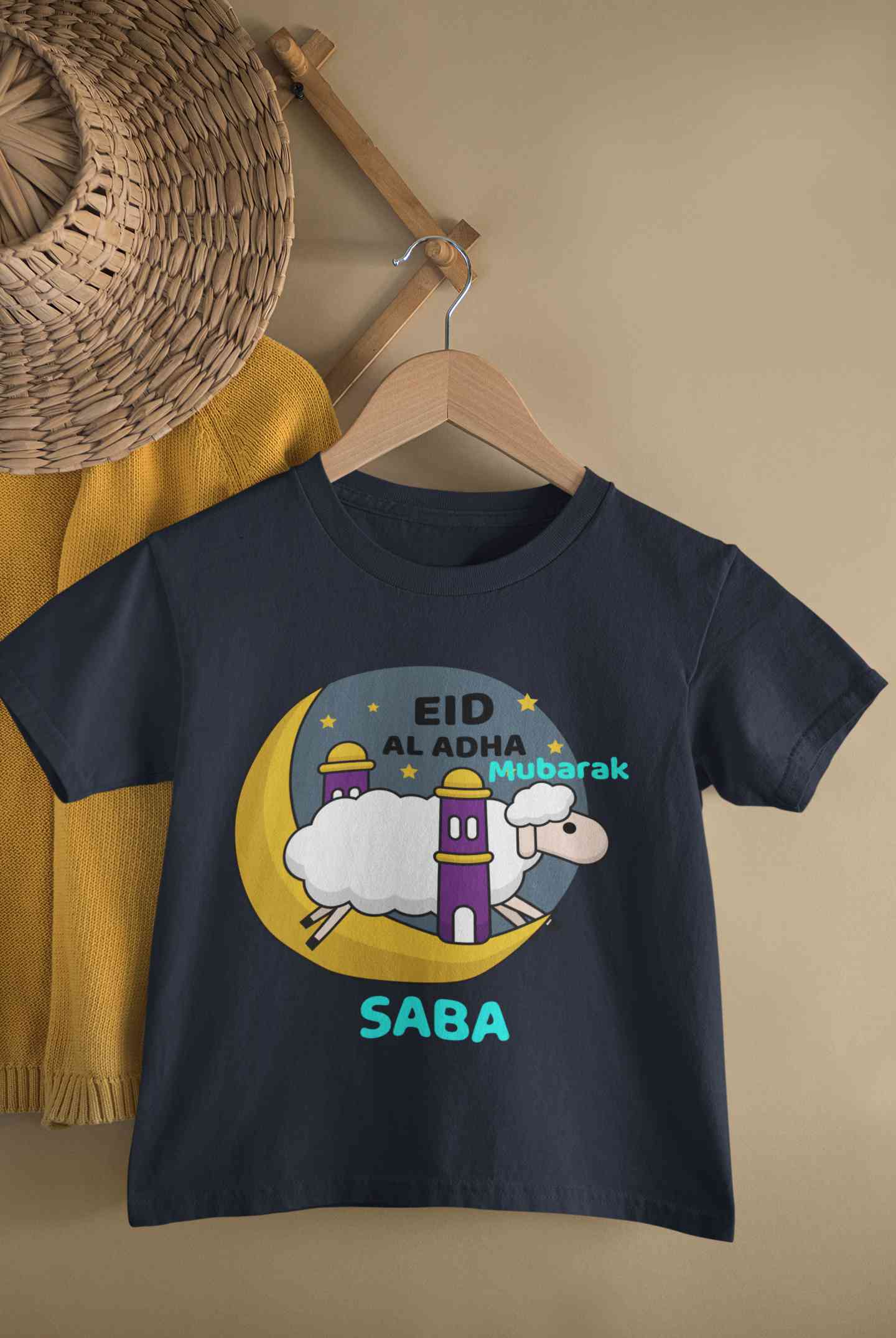 Custom Name Eid Al Adha Bakra Eid Mubarak Half Sleeves T-Shirt For Girls -FunkyTeesClub