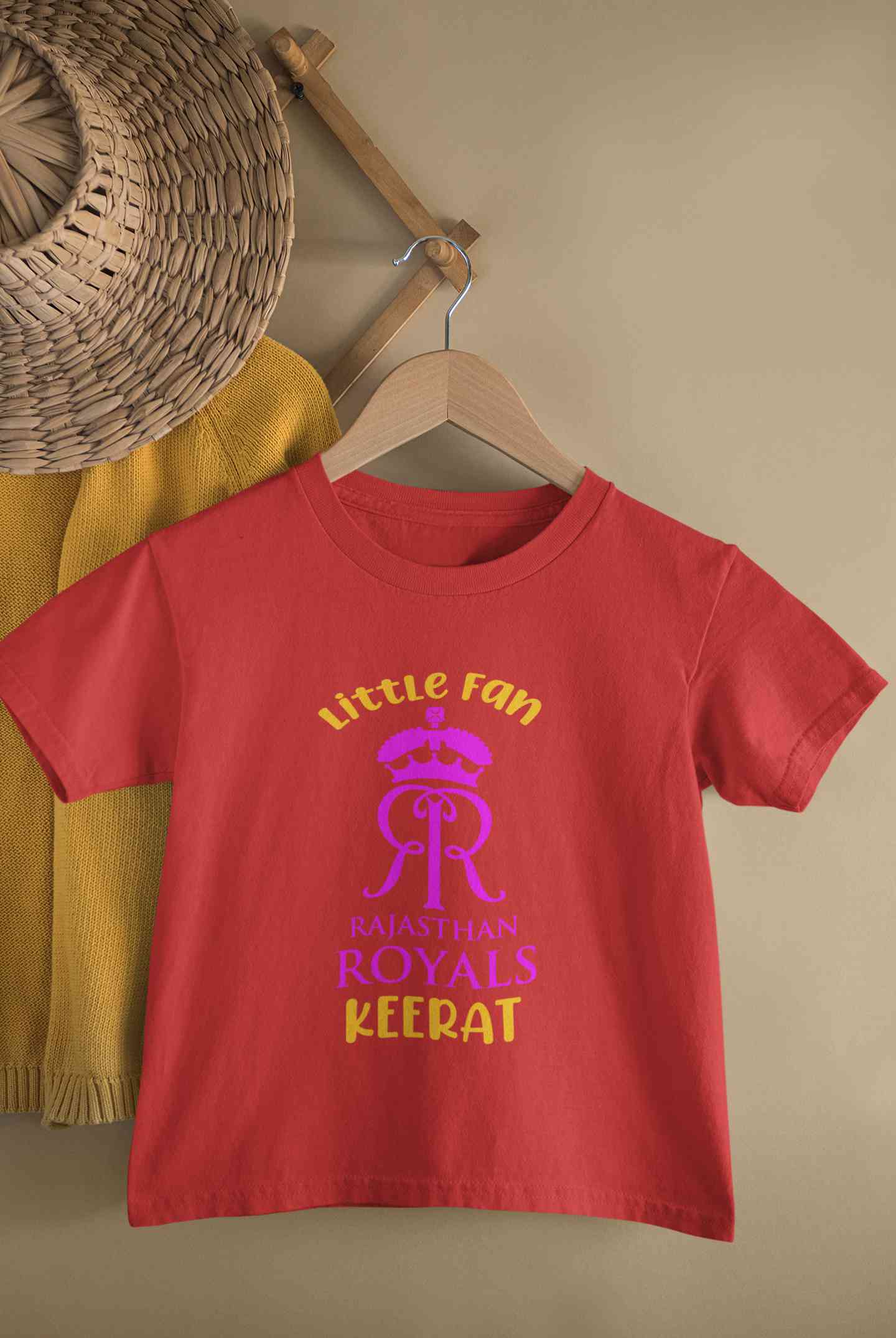 Custom Name IPL RR Rajasthan Royals Little Fan Half Sleeves T-Shirt For Girls -FunkyTeesClub