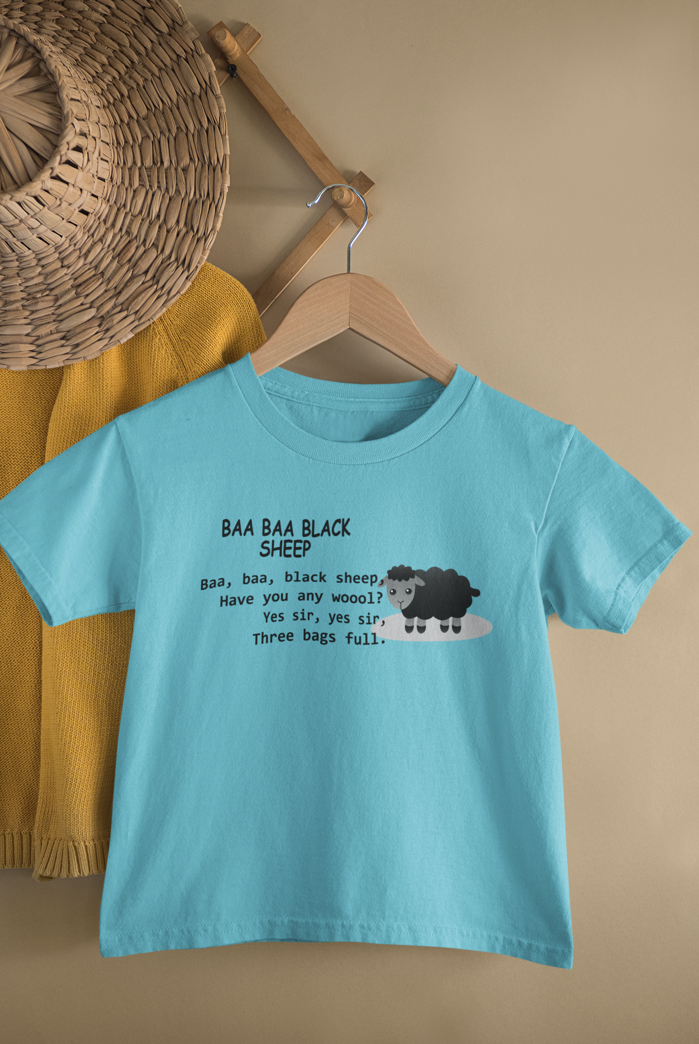 Baa Baa Black Sheep Poem Half Sleeves T-Shirt for Boy-FunkyTeesClub