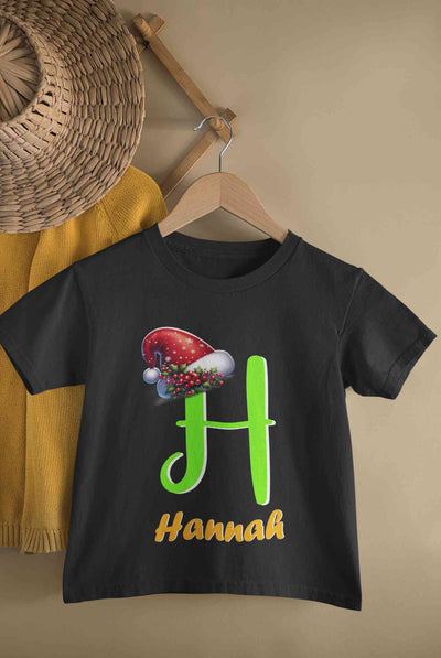 Custom Name Christmas Half Sleeves T-Shirt For Girls -FunkyTeesClub