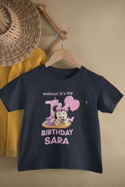 Custom Name Its My First Birthday Half Sleeves T-Shirt For Girls -FunkyTeesClub