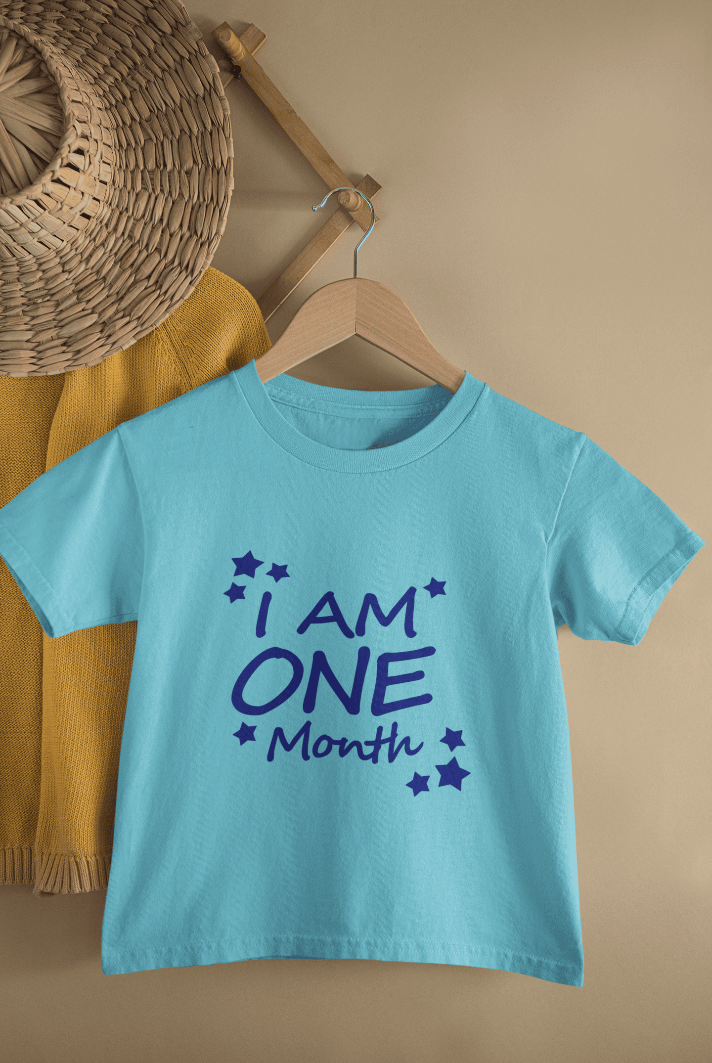 I Am One Month Half Sleeves T-Shirt for Boys -FunkyTeesClub