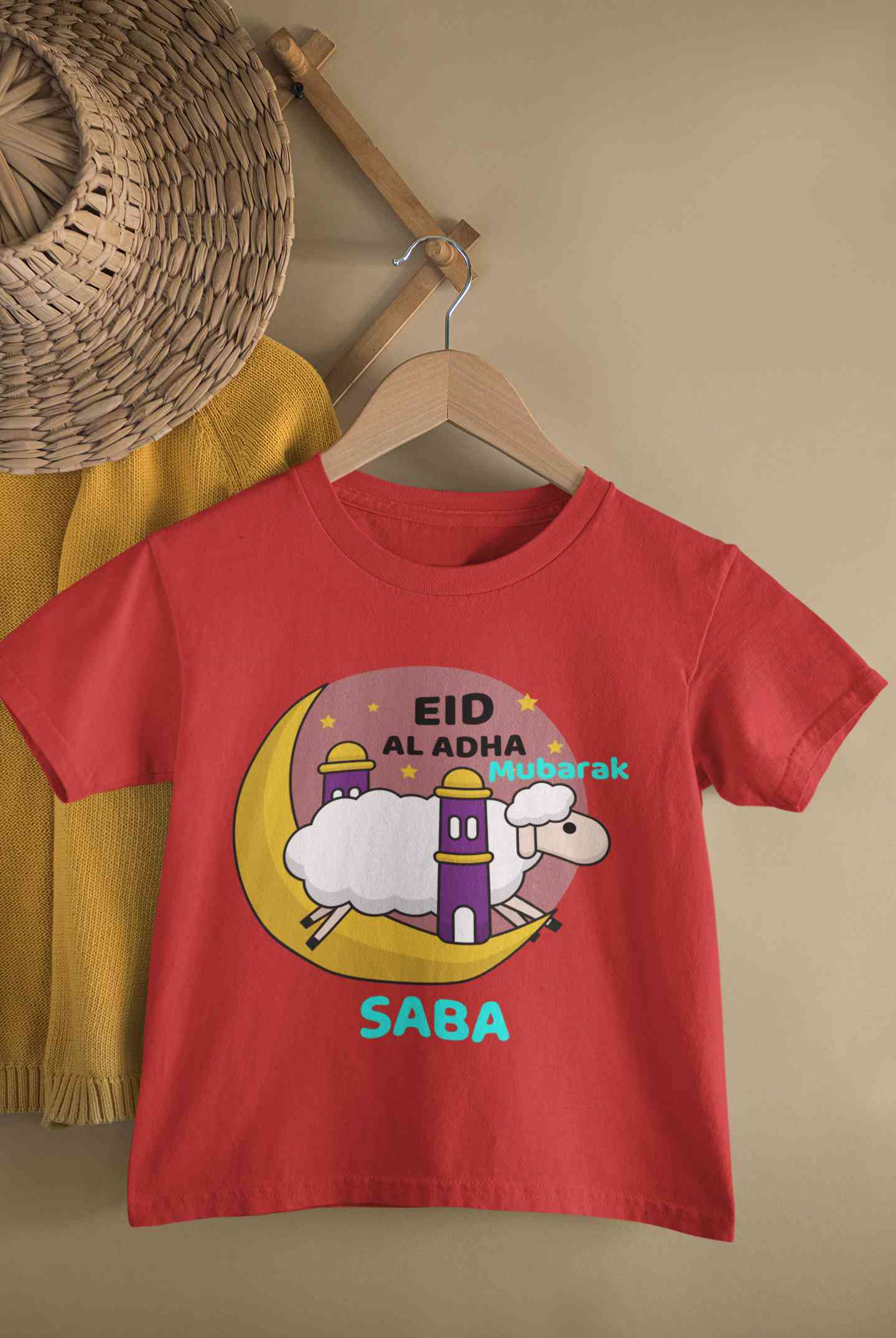 Custom Name Eid Al Adha Bakra Eid Mubarak Half Sleeves T-Shirt For Girls -FunkyTeesClub