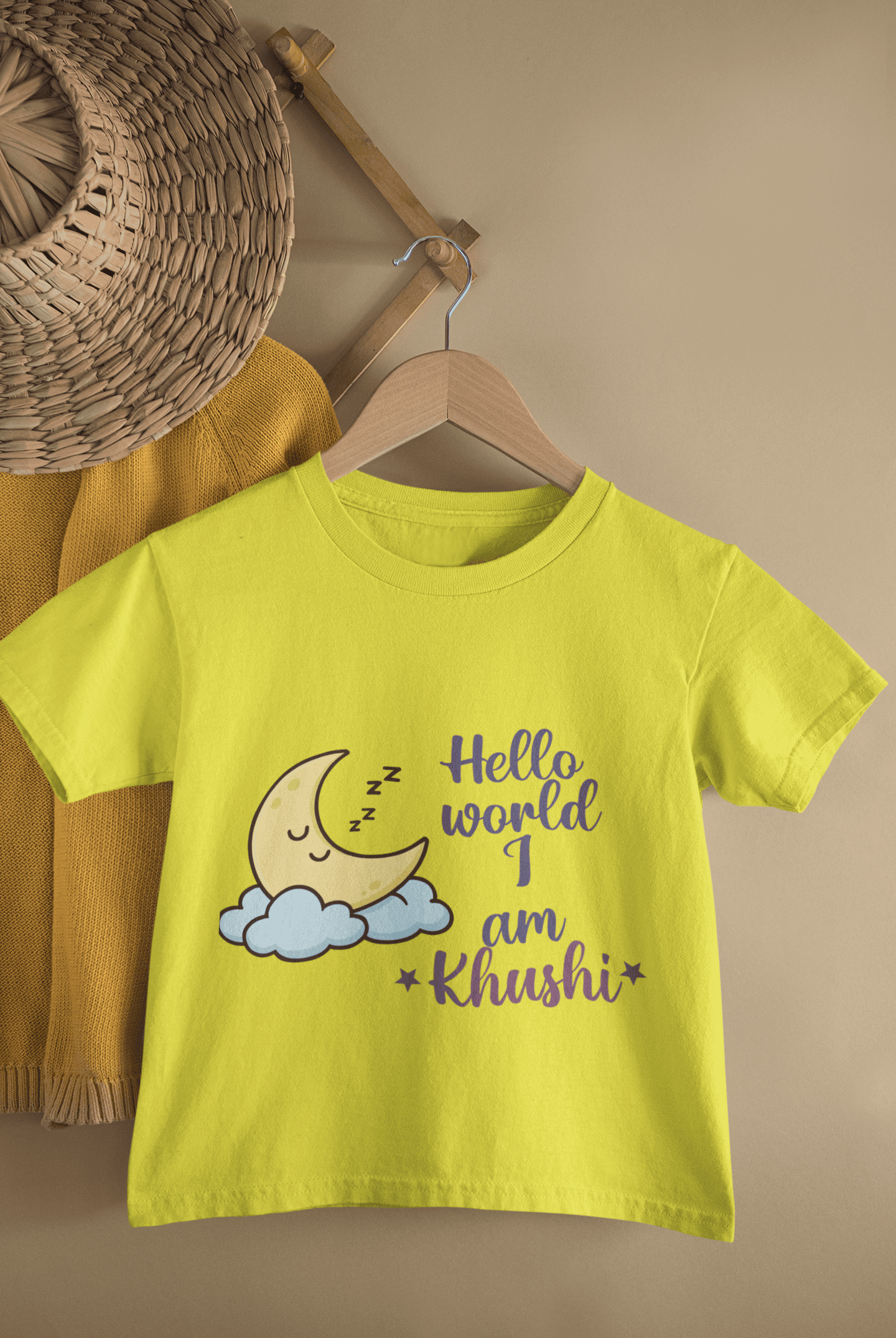 Custom Name Hello World New Born Half Sleeves T-Shirt For Girls -FunkyTeesClub