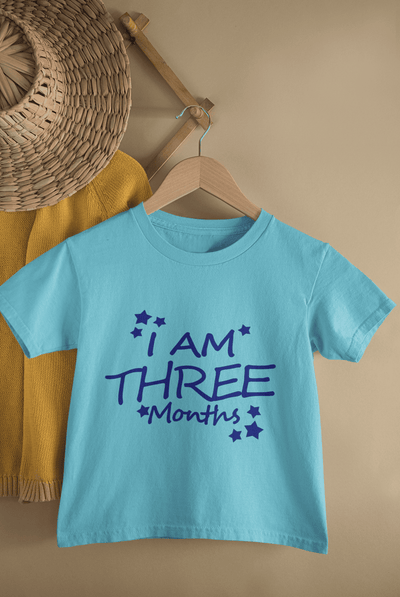 I Am Three Month Half Sleeves T-Shirt for Boys -FunkyTeesClub
