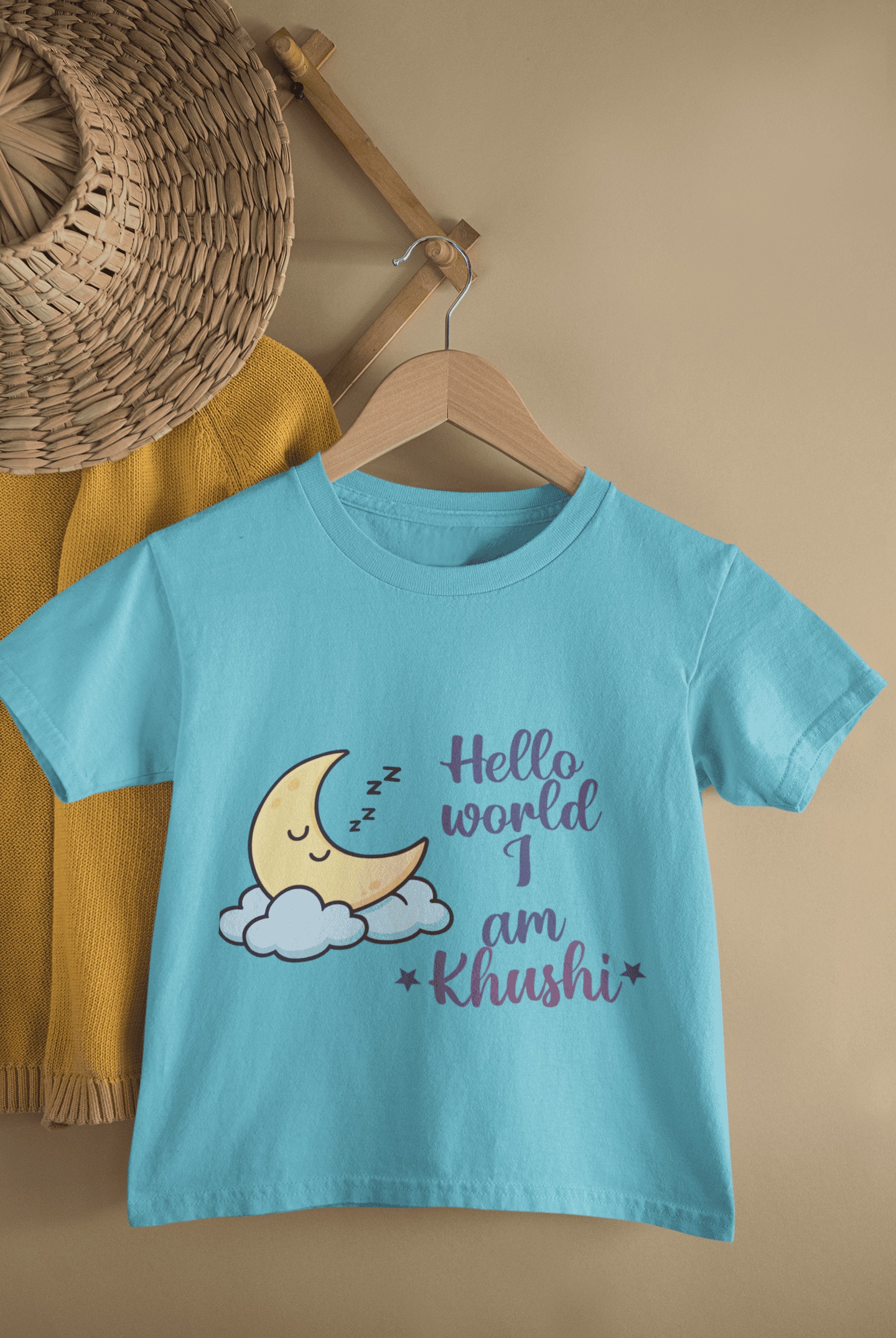 Custom Name Hello World New Born Half Sleeves T-Shirt For Girls -FunkyTeesClub