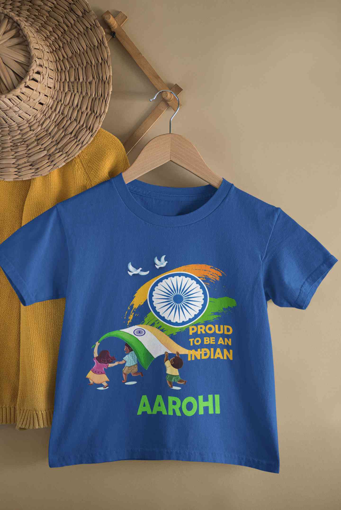 Custom Name Proud To Be An Indian Independence Day Half Sleeves T-Shirt For Girls -FunkyTeesClub