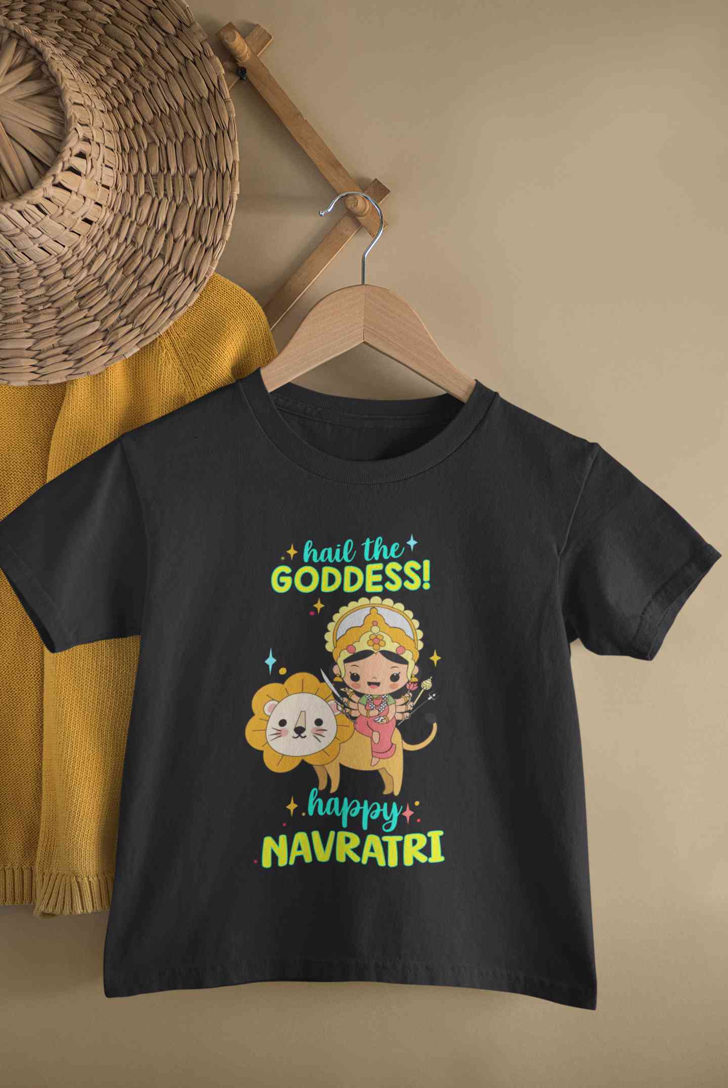 Happy Navratri Half Sleeves T-Shirt For Girls -FunkyTeesClub
