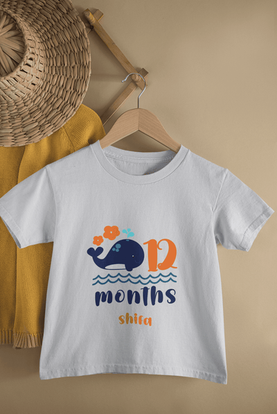 Custom Name Twelve Month Birthday Half Sleeves T-Shirt For Girls -FunkyTeesClub