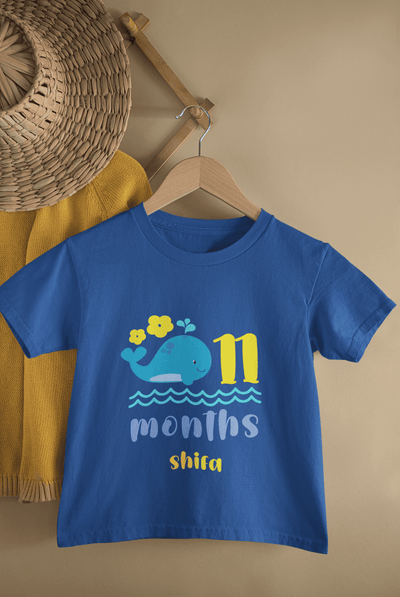 Custom Name Eleventh Month Birthday Half Sleeves T-Shirt For Girls -FunkyTeesClub