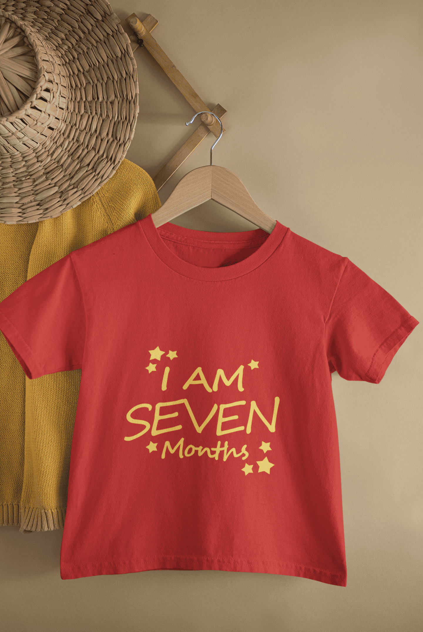 I Am Seven Months Half Sleeves T-Shirt For Girls -FunkyTeesClub