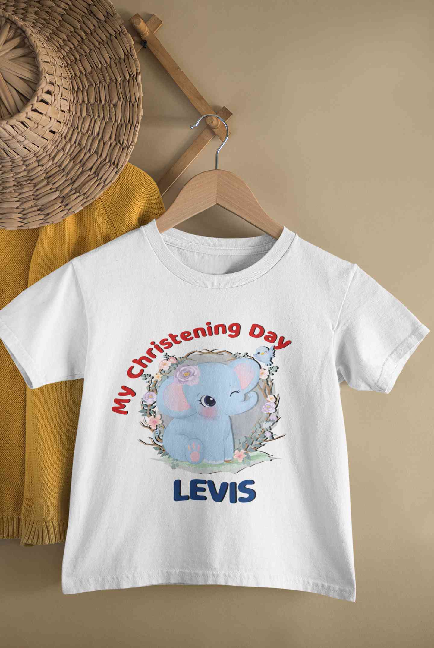 Custom Name Christening Day Baptism Half Sleeves T-Shirt for Boy-FunkyTeesClub