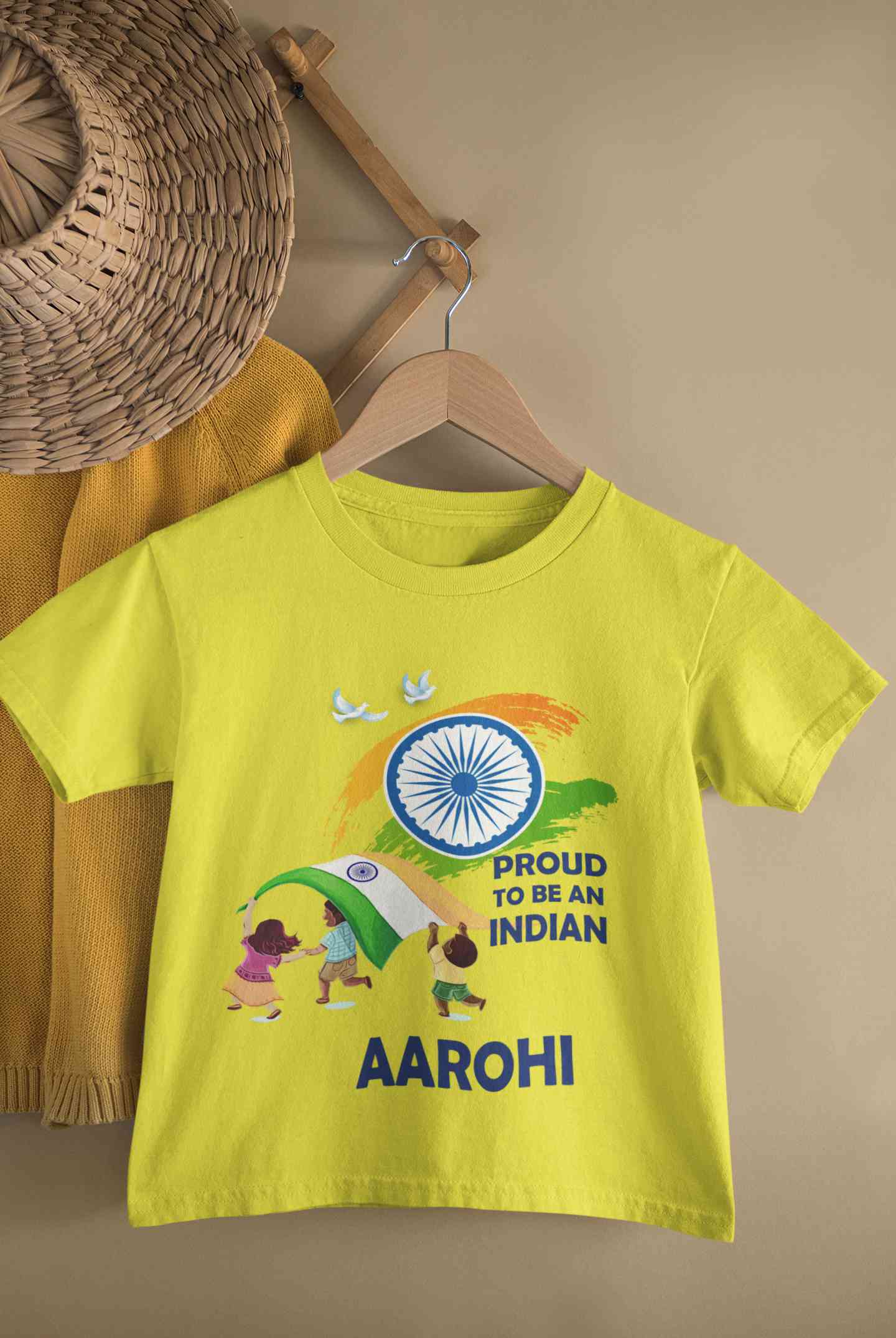 Custom Name Proud To Be An Indian Independence Day Half Sleeves T-Shirt For Girls -FunkyTeesClub