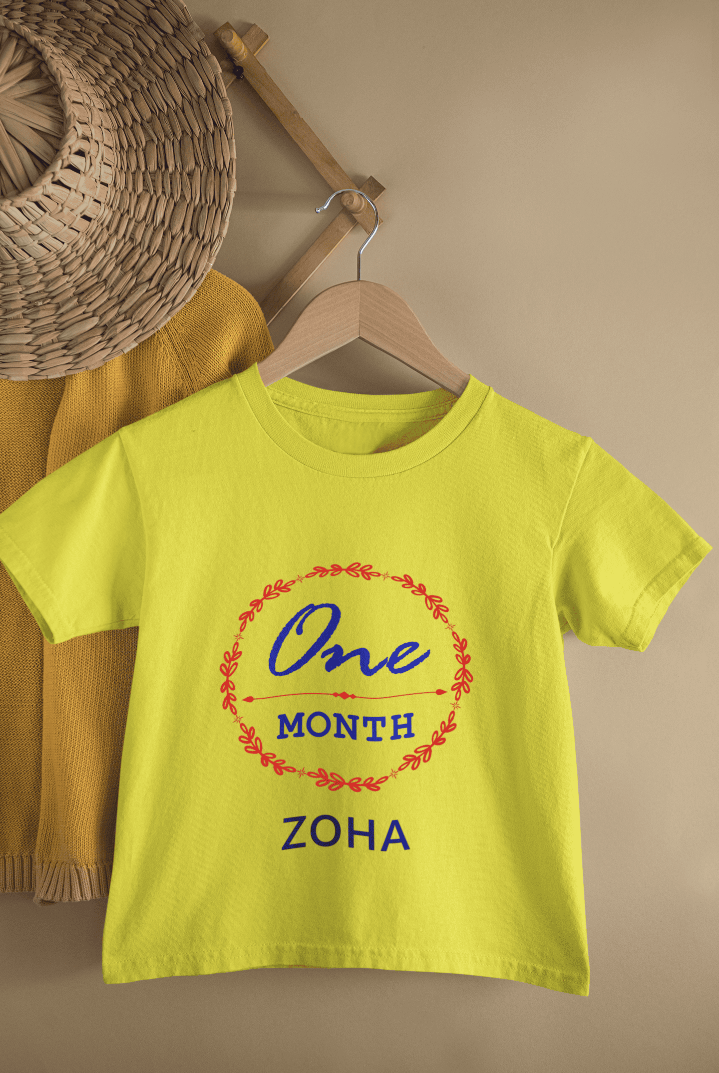 Custom Name One Month Birthday Half Sleeves T-Shirt For Girls -FunkyTeesClub
