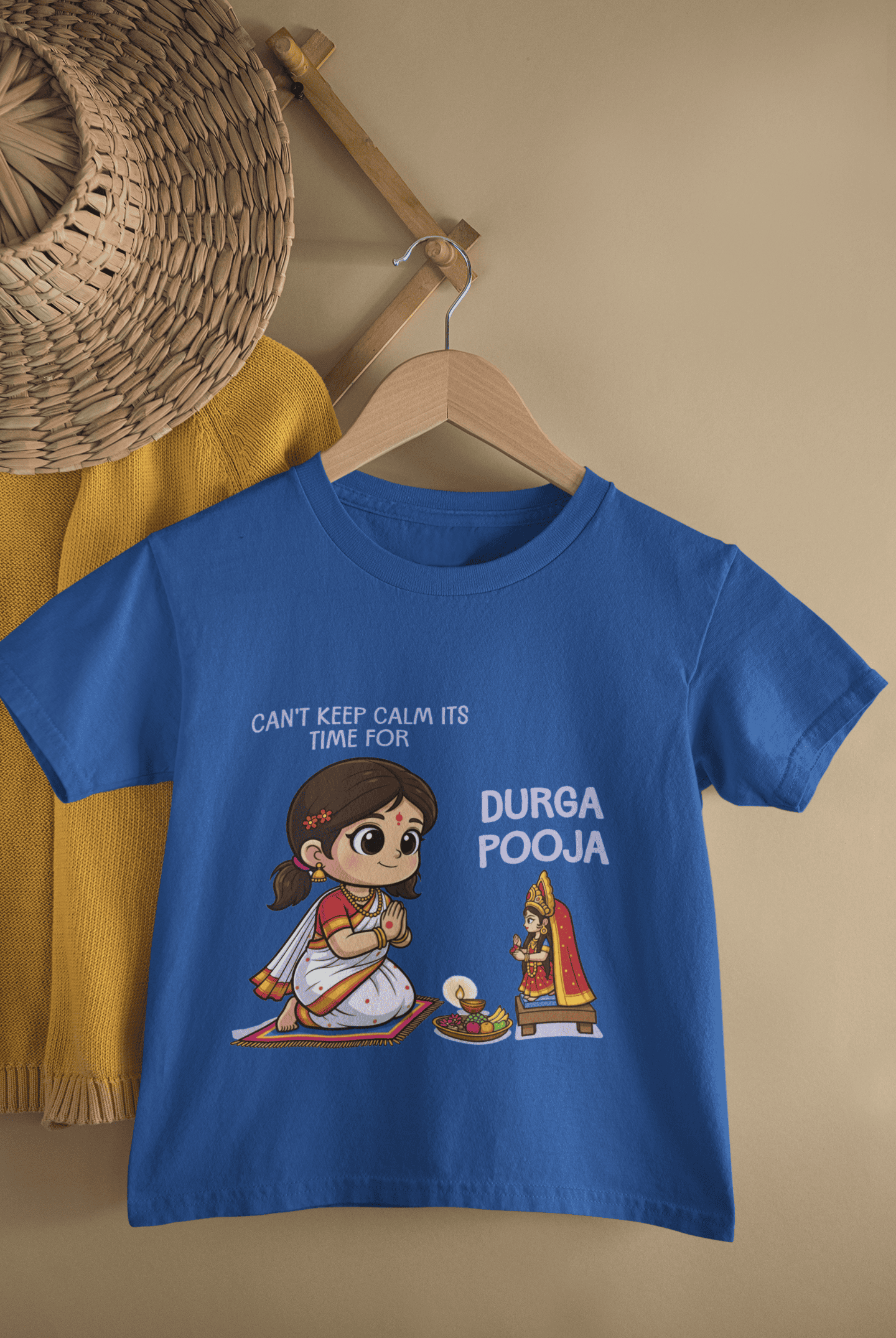 It's Time For Durga Pooja Half Sleeves T-Shirt For Girls -FunkyTeesClub