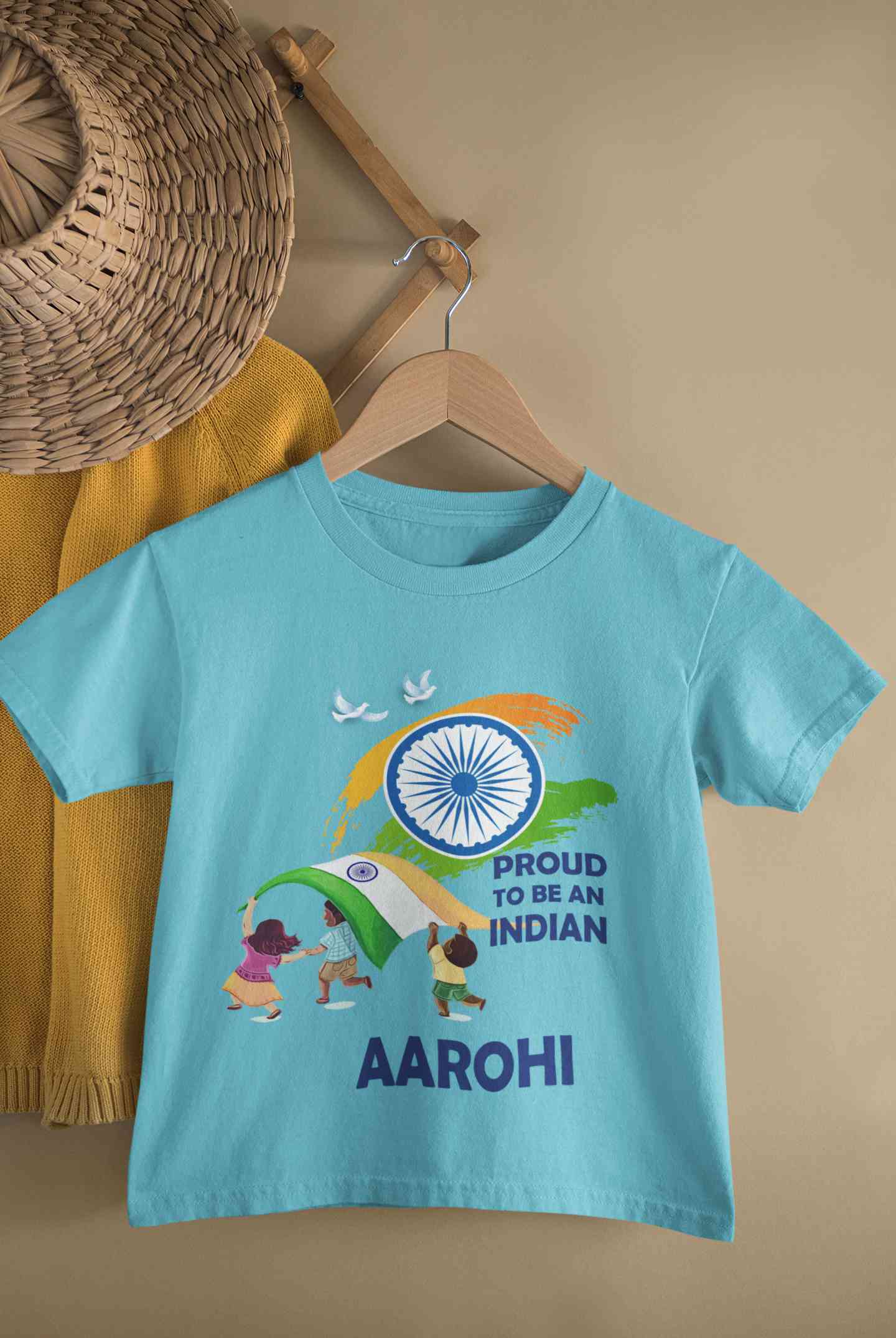 Custom Name Proud To Be An Indian Independence Day Half Sleeves T-Shirt For Girls -FunkyTeesClub