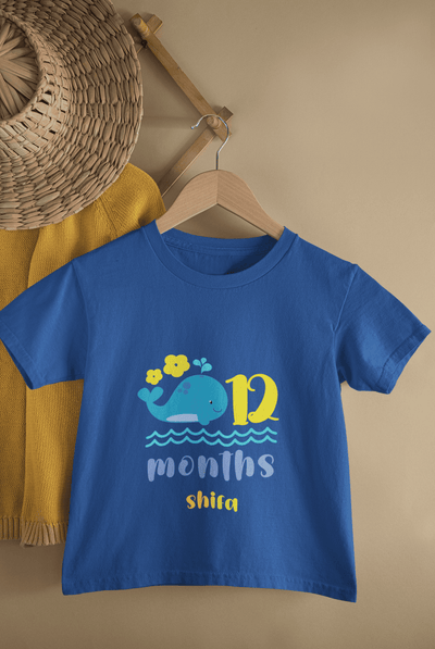 Custom Name Twelve Month Birthday Half Sleeves T-Shirt For Girls -FunkyTeesClub