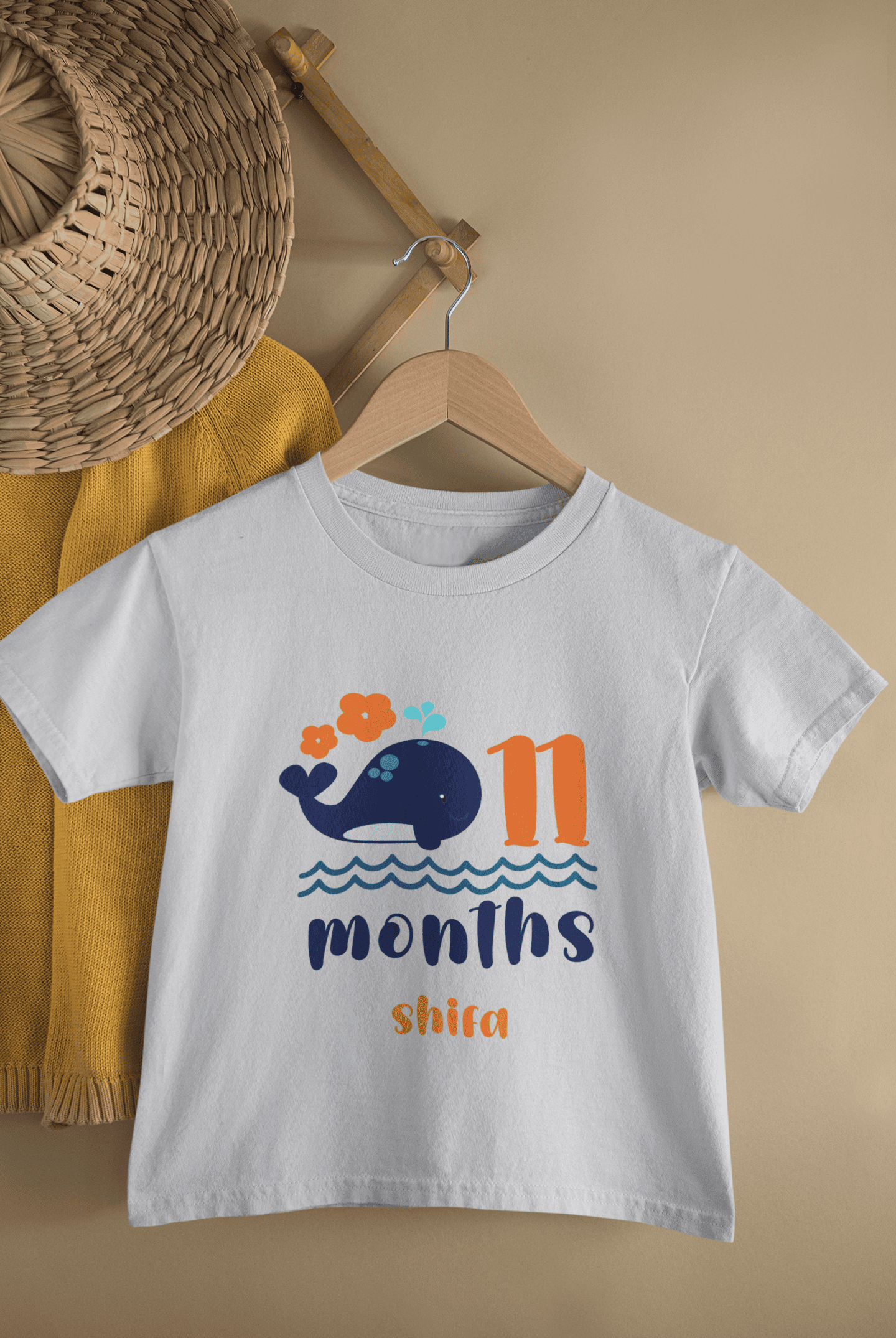 Custom Name Eleventh Month Birthday Half Sleeves T-Shirt For Girls -FunkyTeesClub