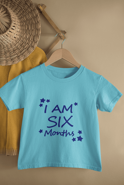 I Am Six Months Half Sleeves T-Shirt for Boys -FunkyTeesClub