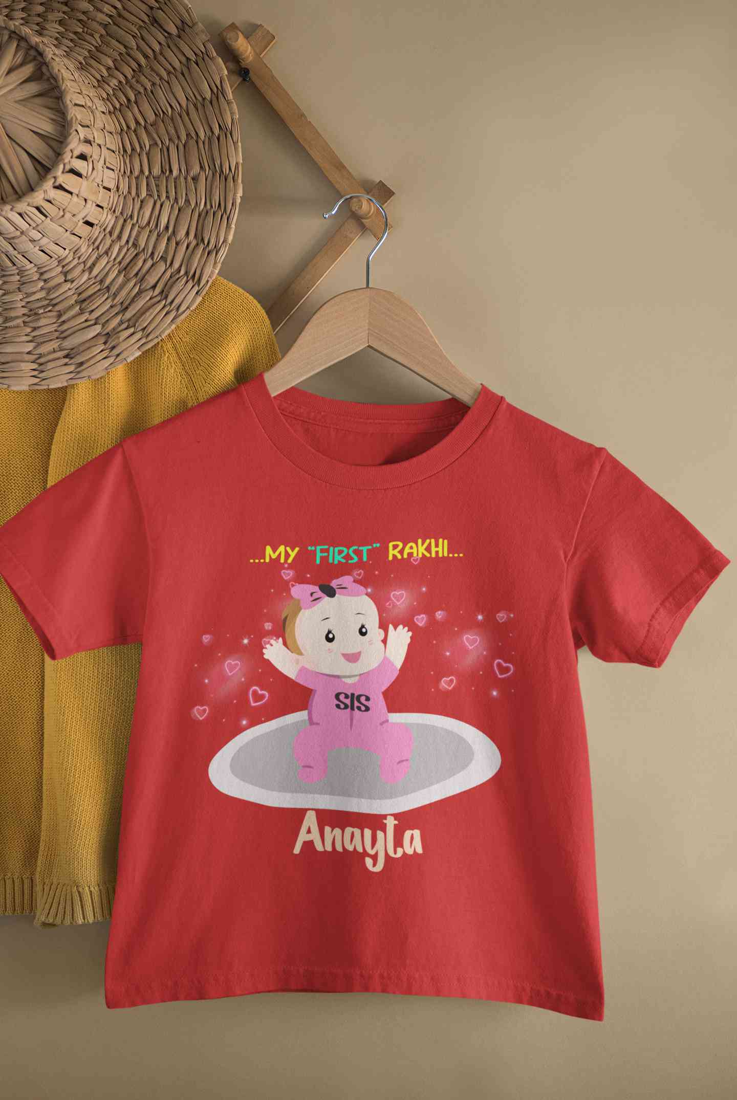 Custom Name My First Rakhi Dress Half Sleeves T-Shirt For Girls -FunkyTeesClub