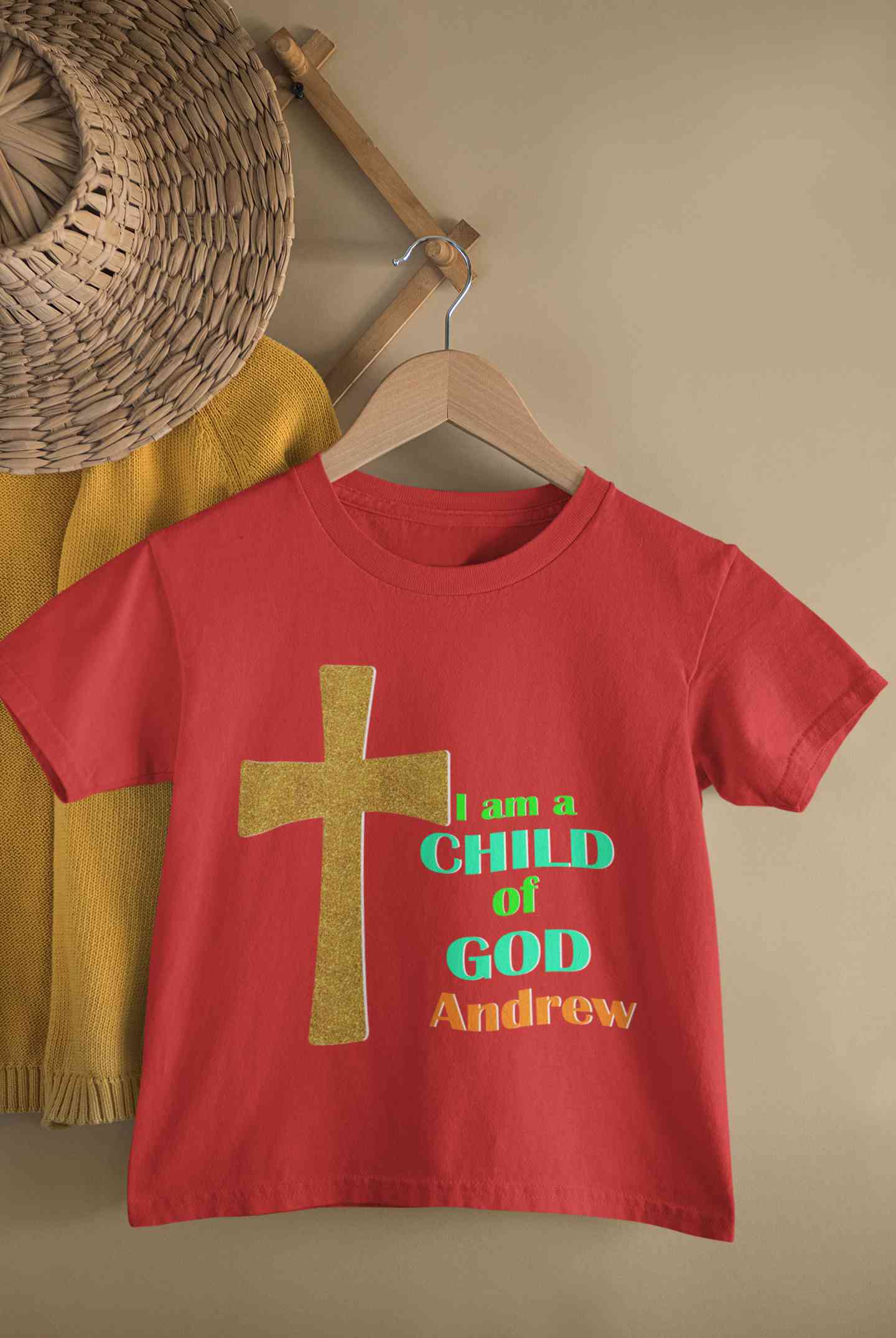 Custom Name Child Of God Baptism Christening Day Half Sleeves T-Shirt For Girls -FunkyTeesClub