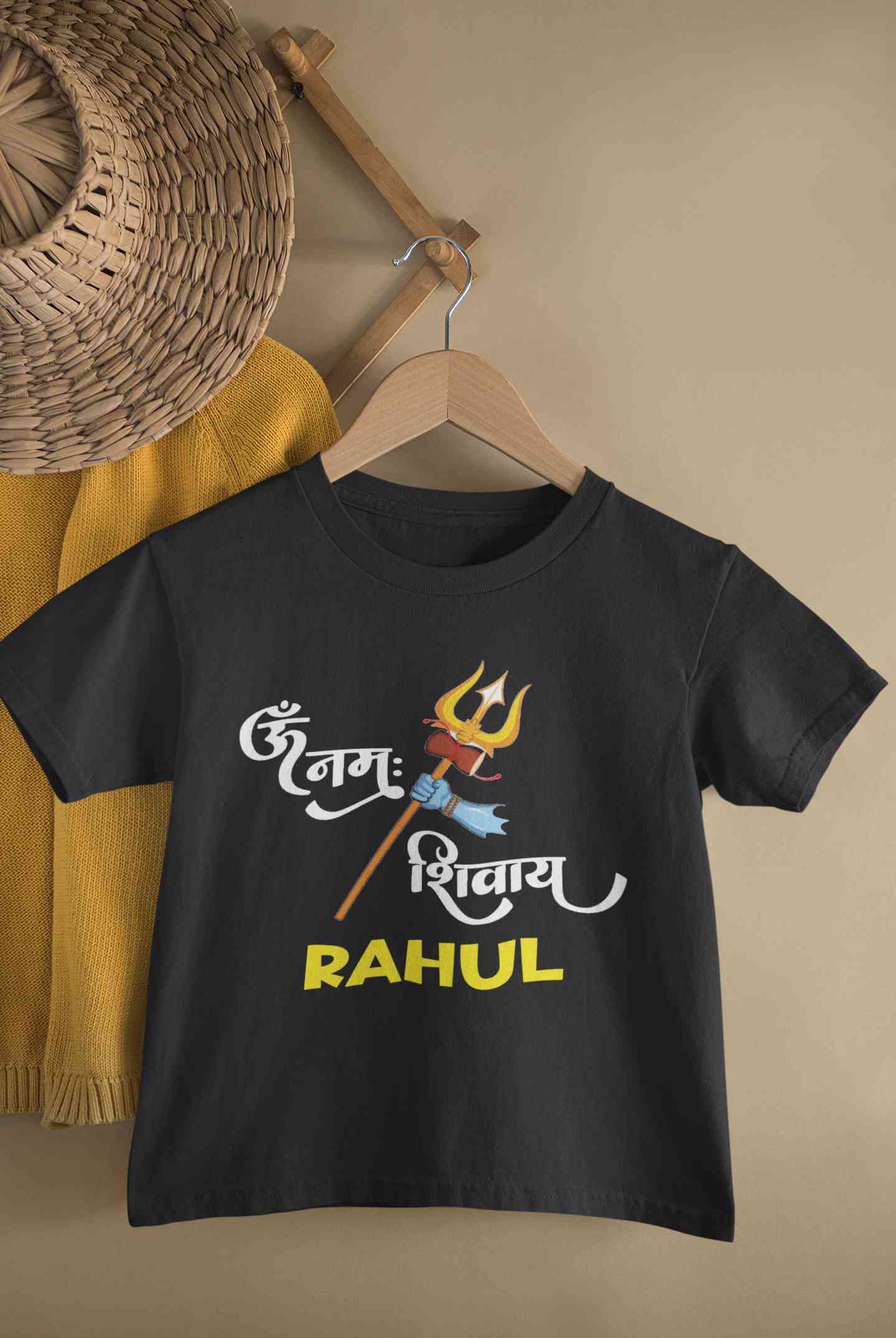 Custom Name Om Namah Shivay Maha Shivratri Half Sleeves T-Shirt for Boy-FunkyTeesClub