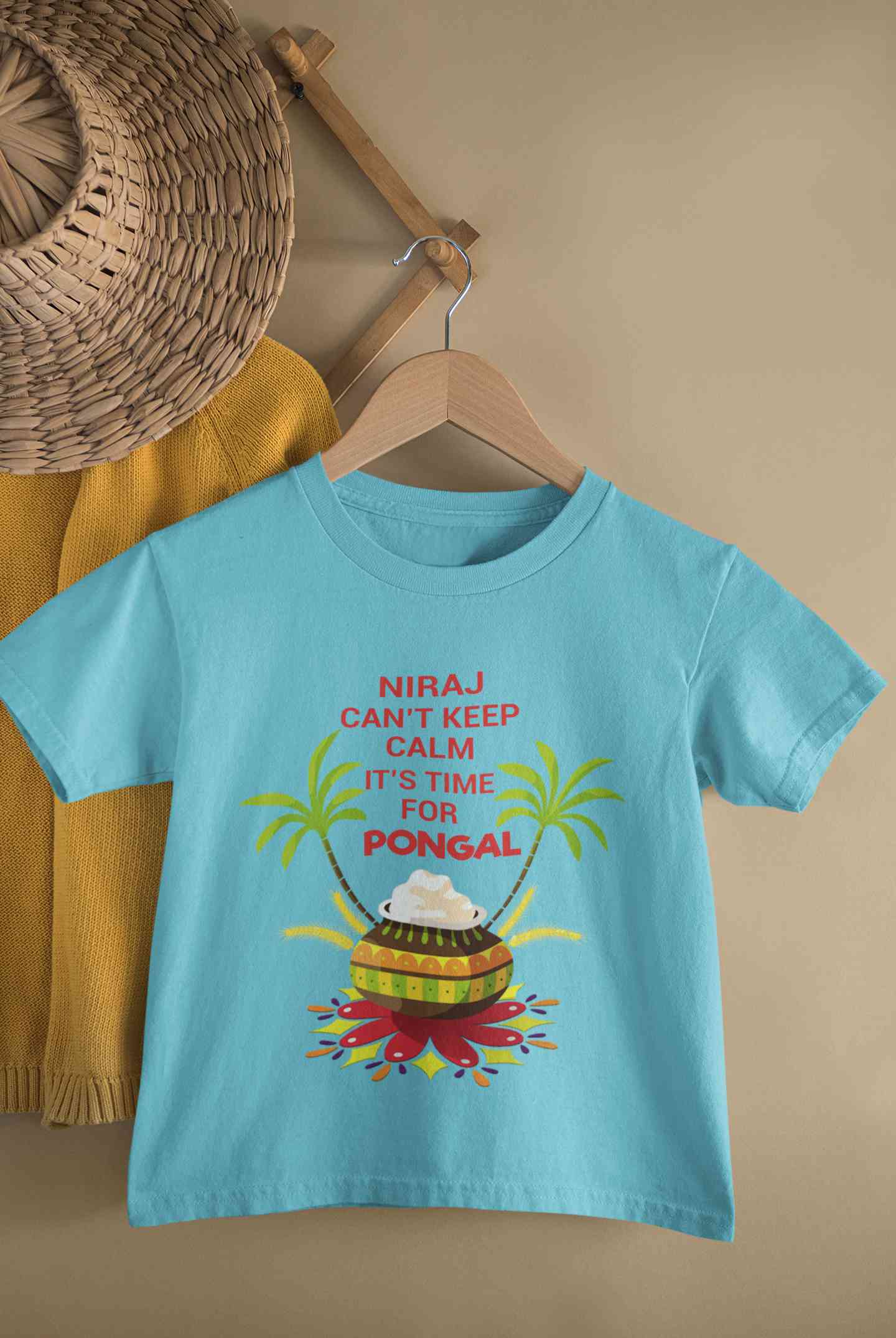 Custom Name Cant Keep Calm Its Time For Pongal Half Sleeves T-Shirt for Boy-FunkyTeesClub
