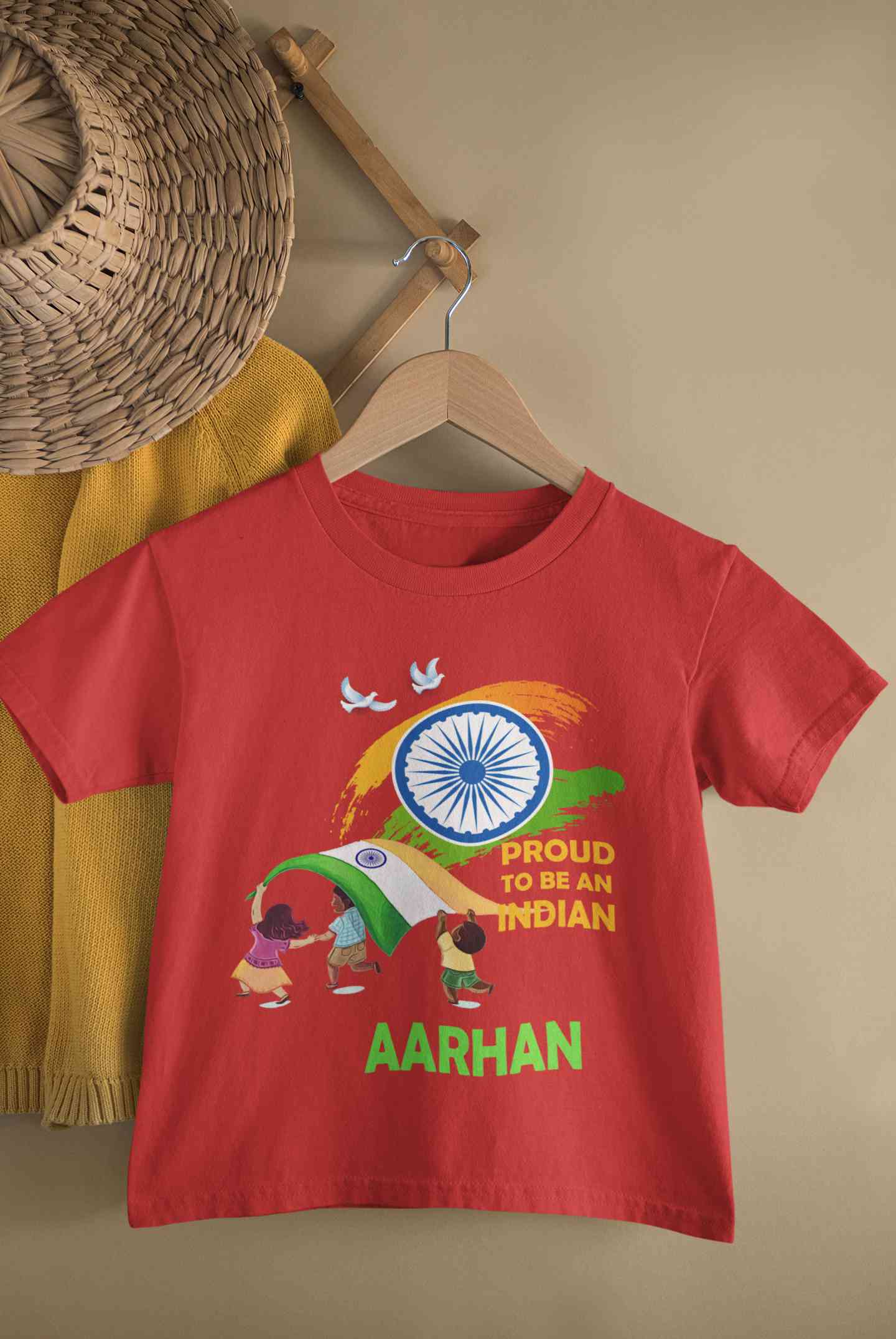 Custom Name Proud To Be An Indian Independence Day Half Sleeves T-Shirt for Boy-FunkyTeesClub
