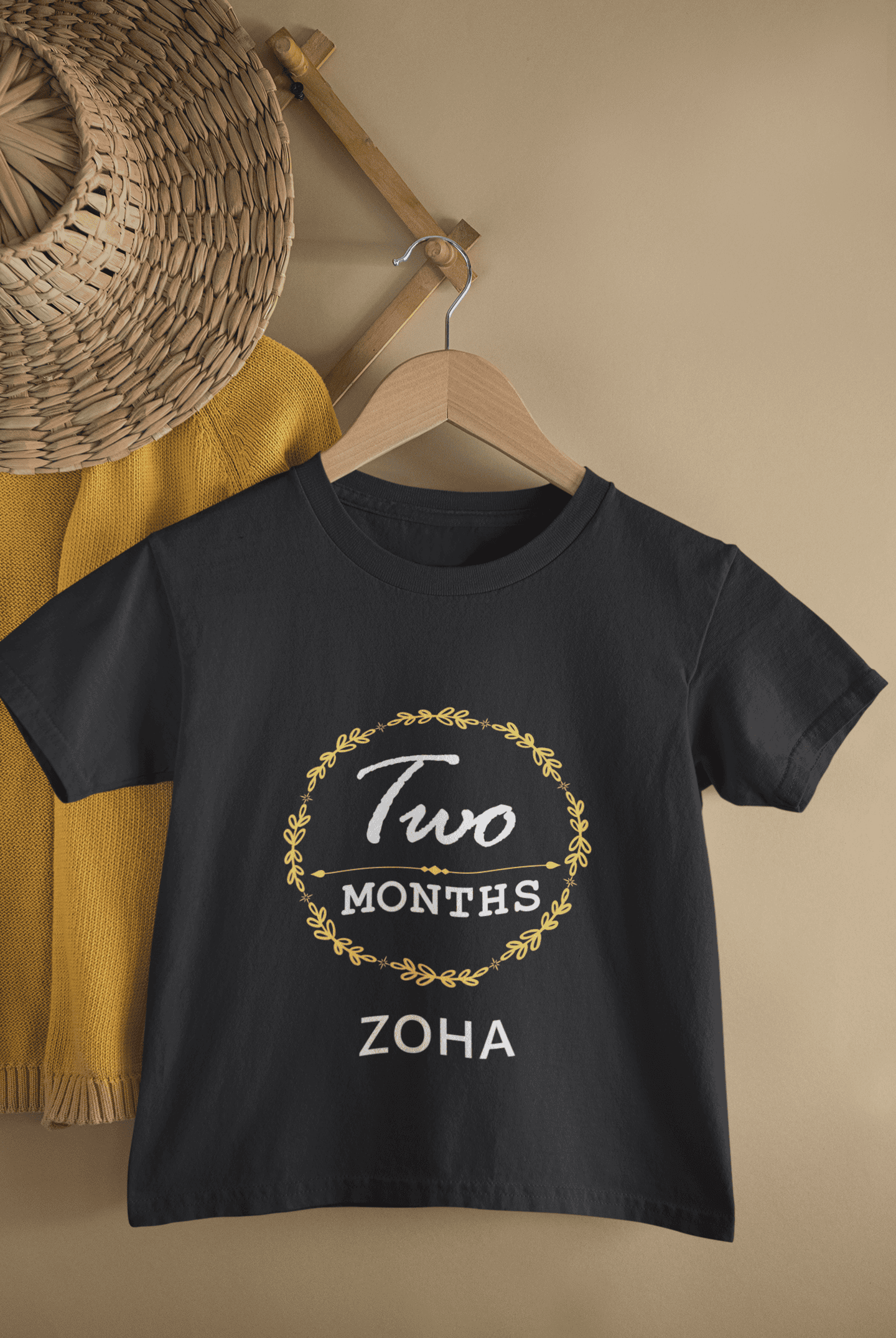 Custom Name Two Month Birthday Half Sleeves T-Shirt For Girls -FunkyTeesClub