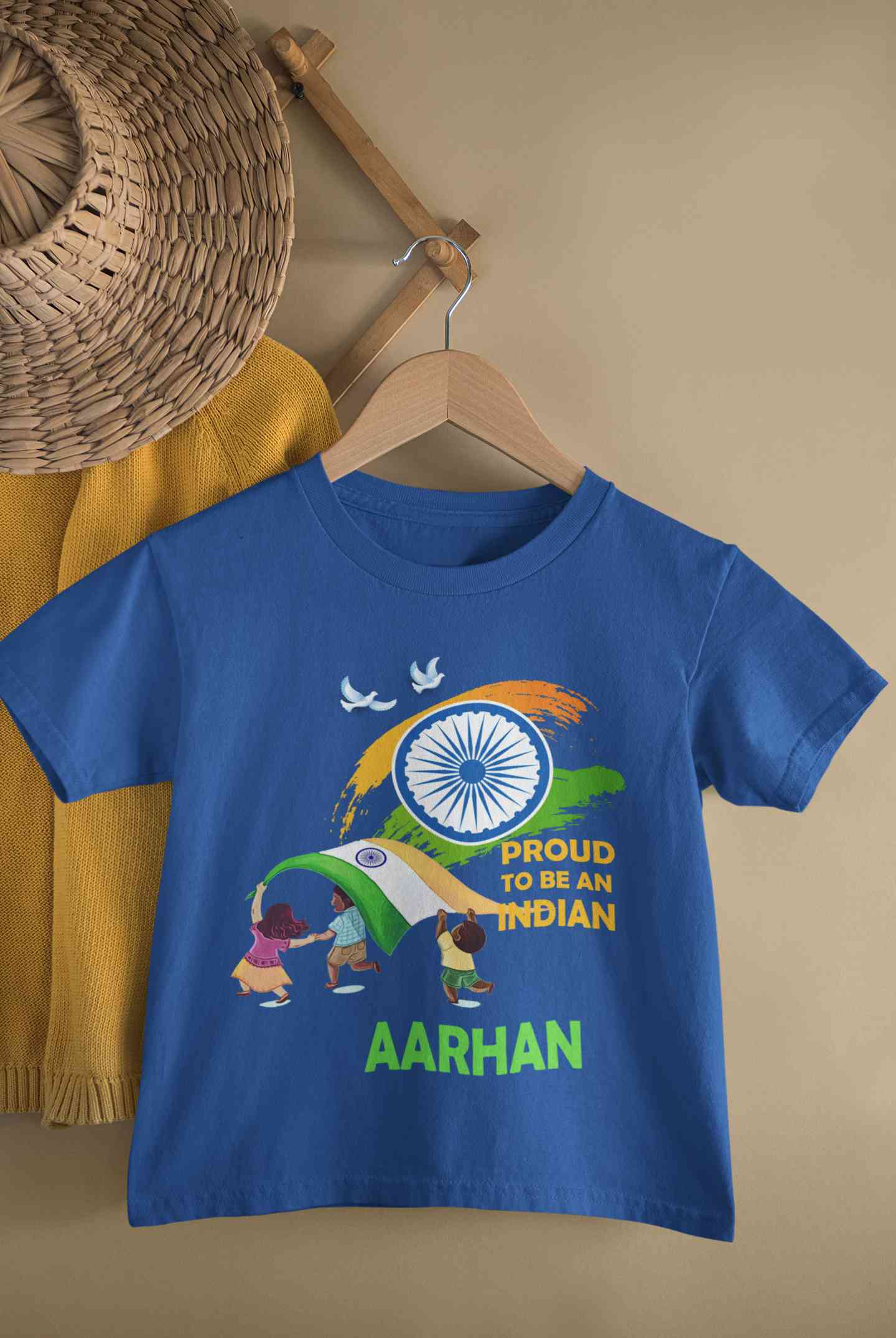 Custom Name Proud To Be An Indian Independence Day Half Sleeves T-Shirt for Boy-FunkyTeesClub