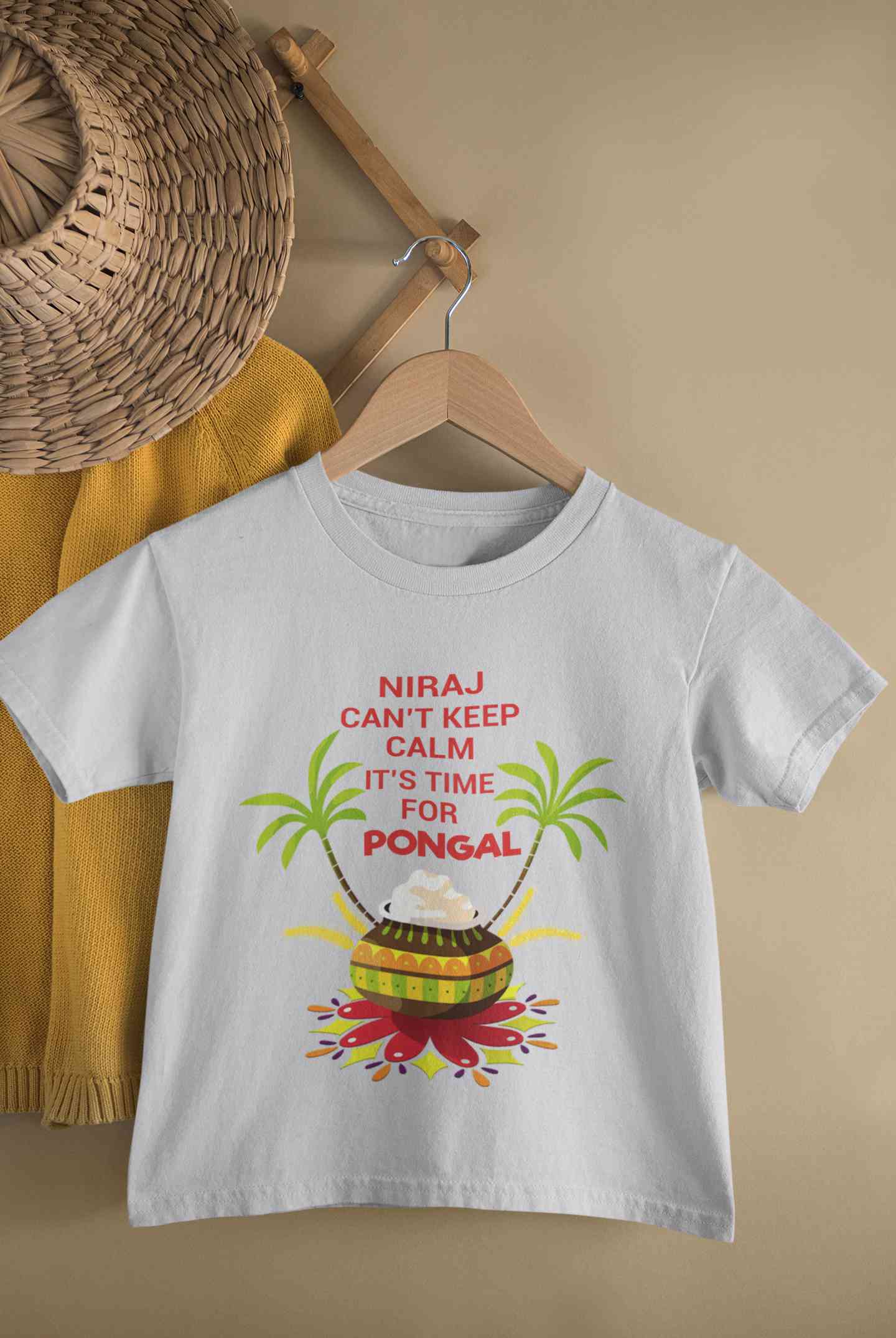 Custom Name Cant Keep Calm Its Time For Pongal Half Sleeves T-Shirt for Boy-FunkyTeesClub
