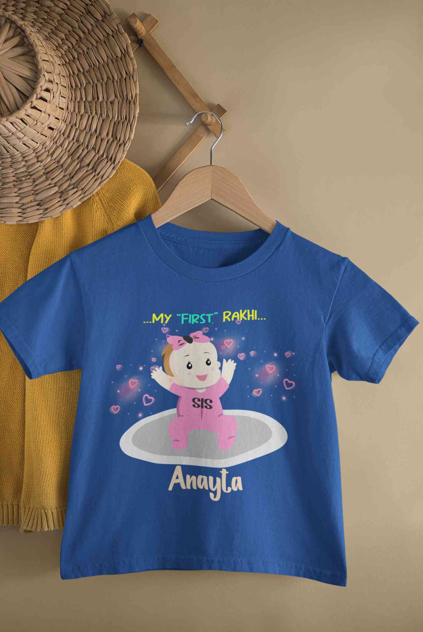 Custom Name My First Rakhi Dress Half Sleeves T-Shirt For Girls -FunkyTeesClub