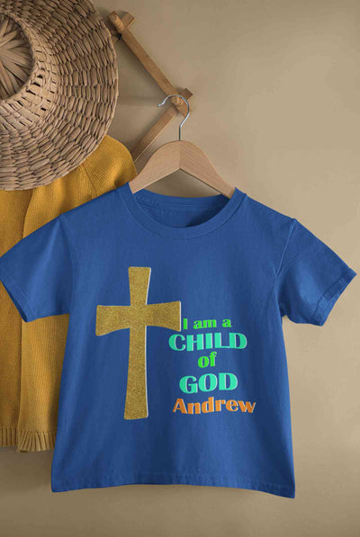 Custom Name Child Of God Baptism Christening Day Half Sleeves T-Shirt For Girls -FunkyTeesClub