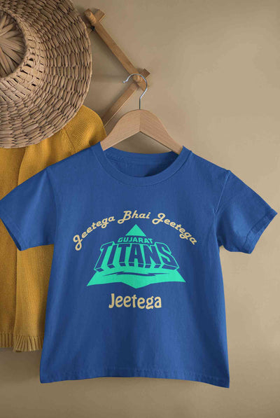 IPL Gujarat Titans Jeetega Bhai Jeetega GT Jeetega Half Sleeves T-Shirt for Boy-FunkyTeesClub