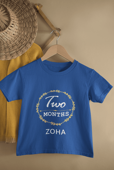 Custom Name Two Month Birthday Half Sleeves T-Shirt For Girls -FunkyTeesClub