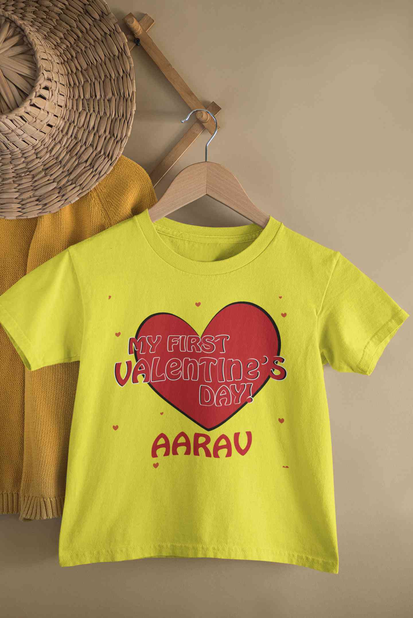Custom Name 1st Valentine Half Sleeves T-Shirt for Boy-FunkyTeesClub