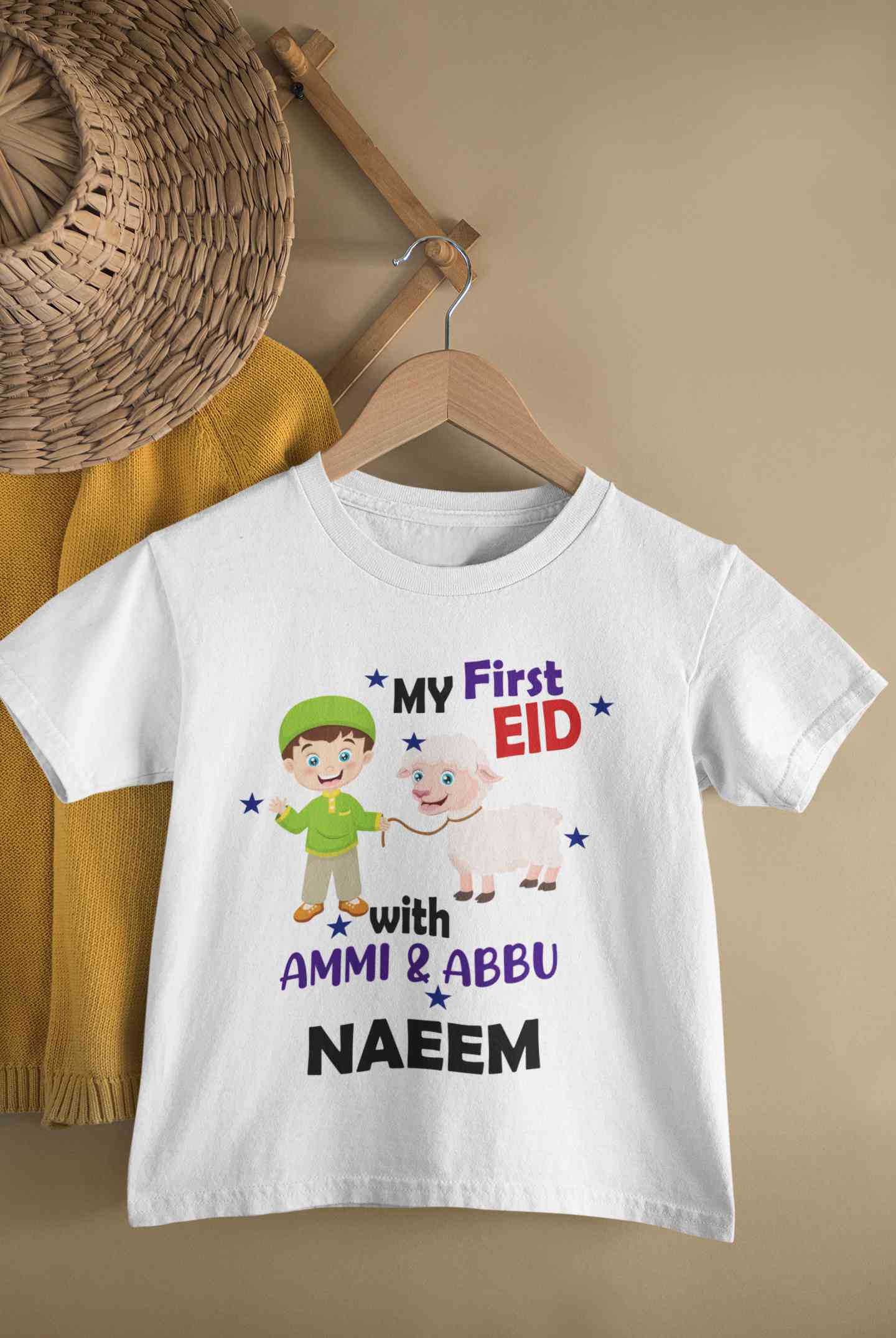 Custom Name My First Eid With Ammi And Abbu Half Sleeves T-Shirt for Boy-FunkyTeesClub