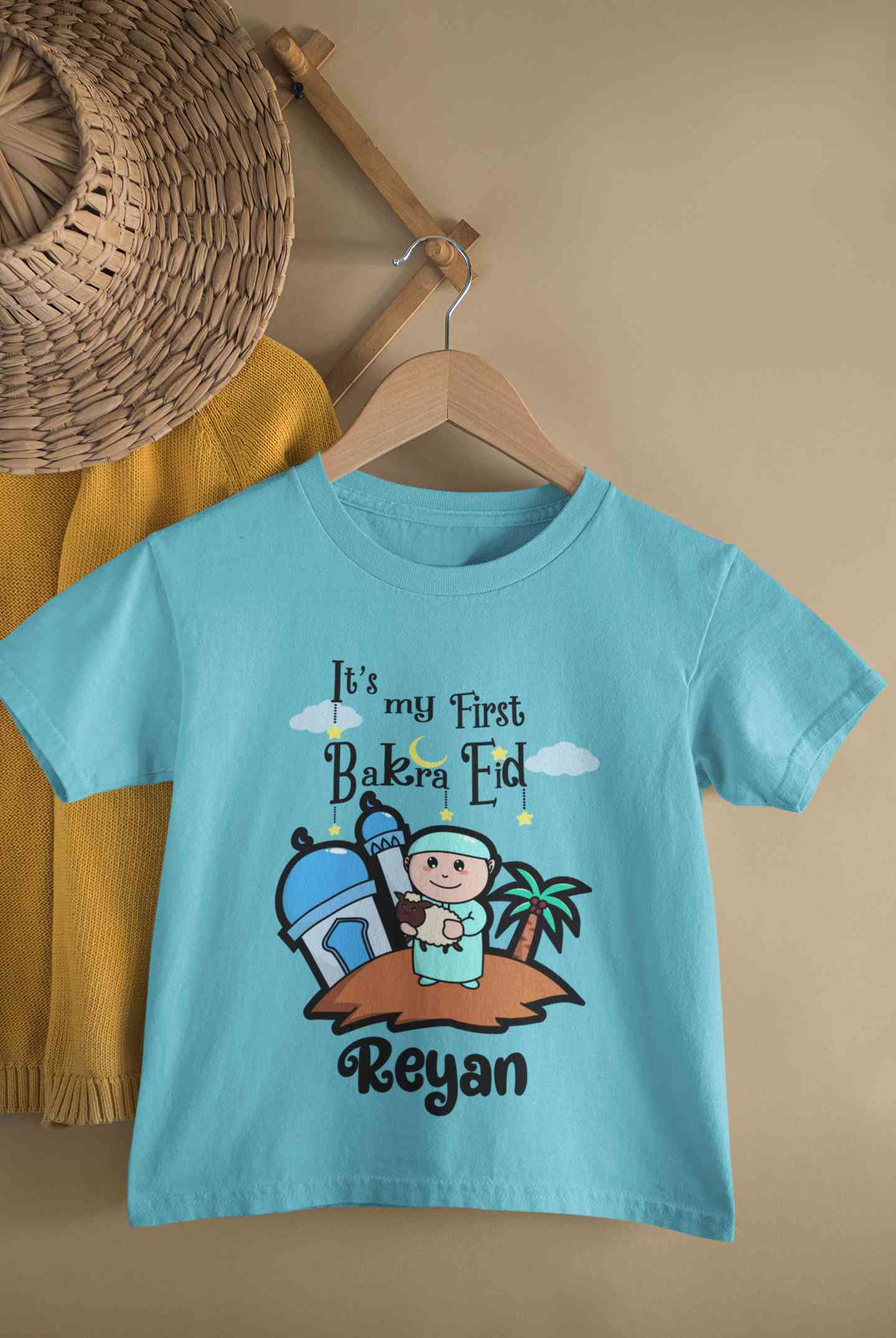 Custom Name Its My First Bakra Eid Half Sleeves T-Shirt for Boy-FunkyTeesClub