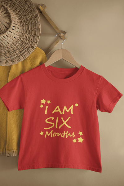 I Am Six Months Half Sleeves T-Shirt For Girls -FunkyTeesClub
