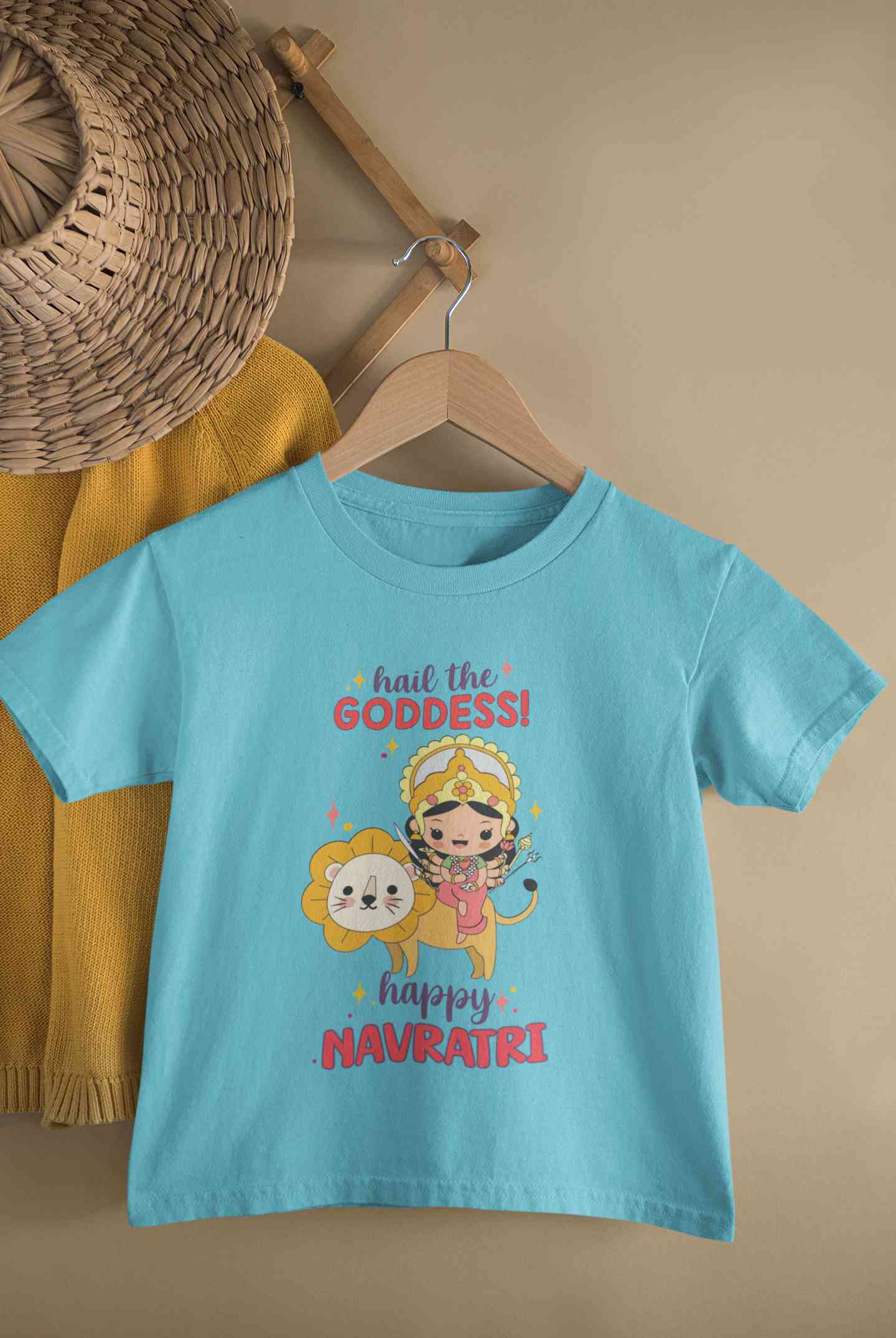 Happy Navratri Half Sleeves T-Shirt For Girls -FunkyTeesClub