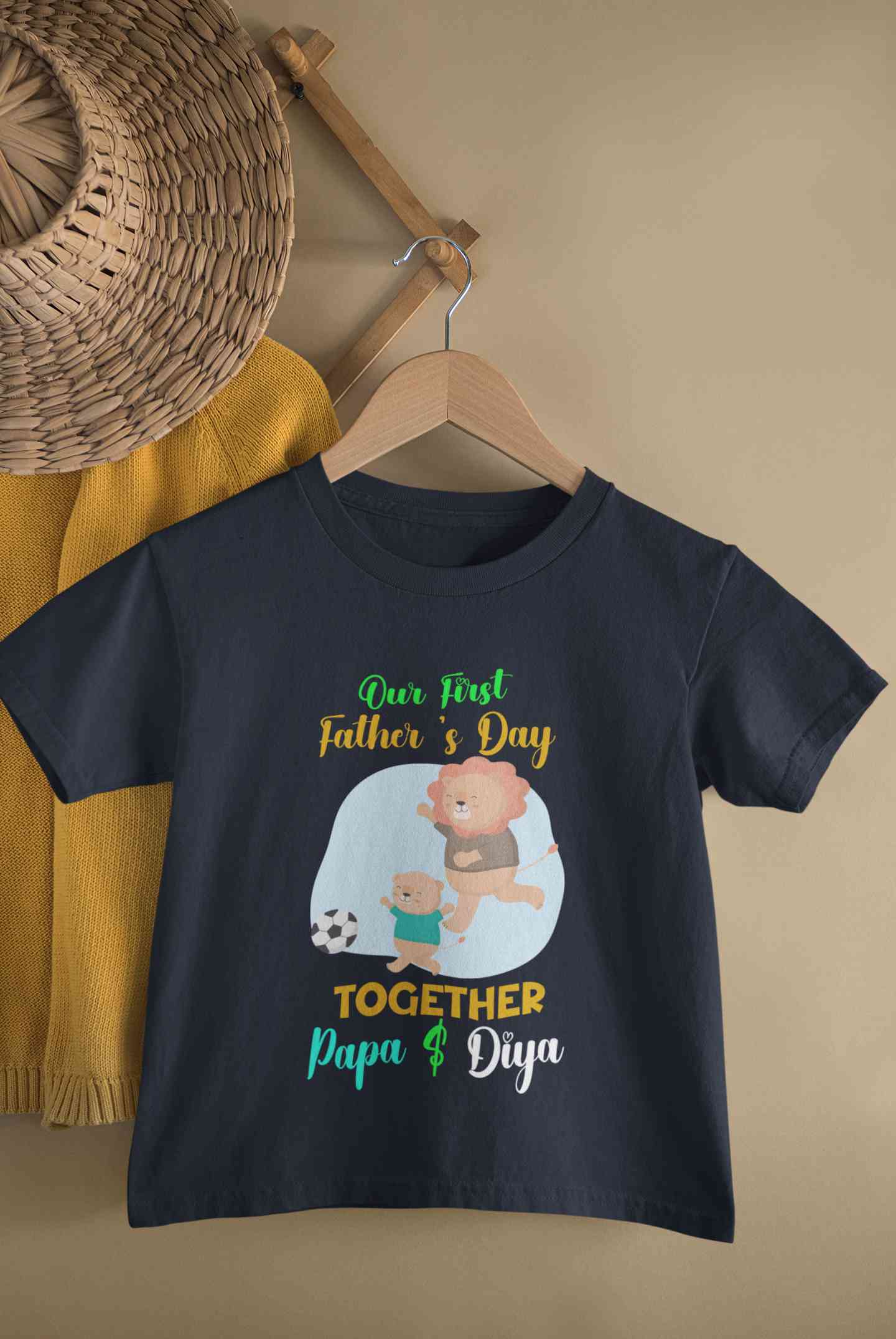 Custom Name Our First Father Day Half Sleeves T-Shirt For Girls -FunkyTeesClub